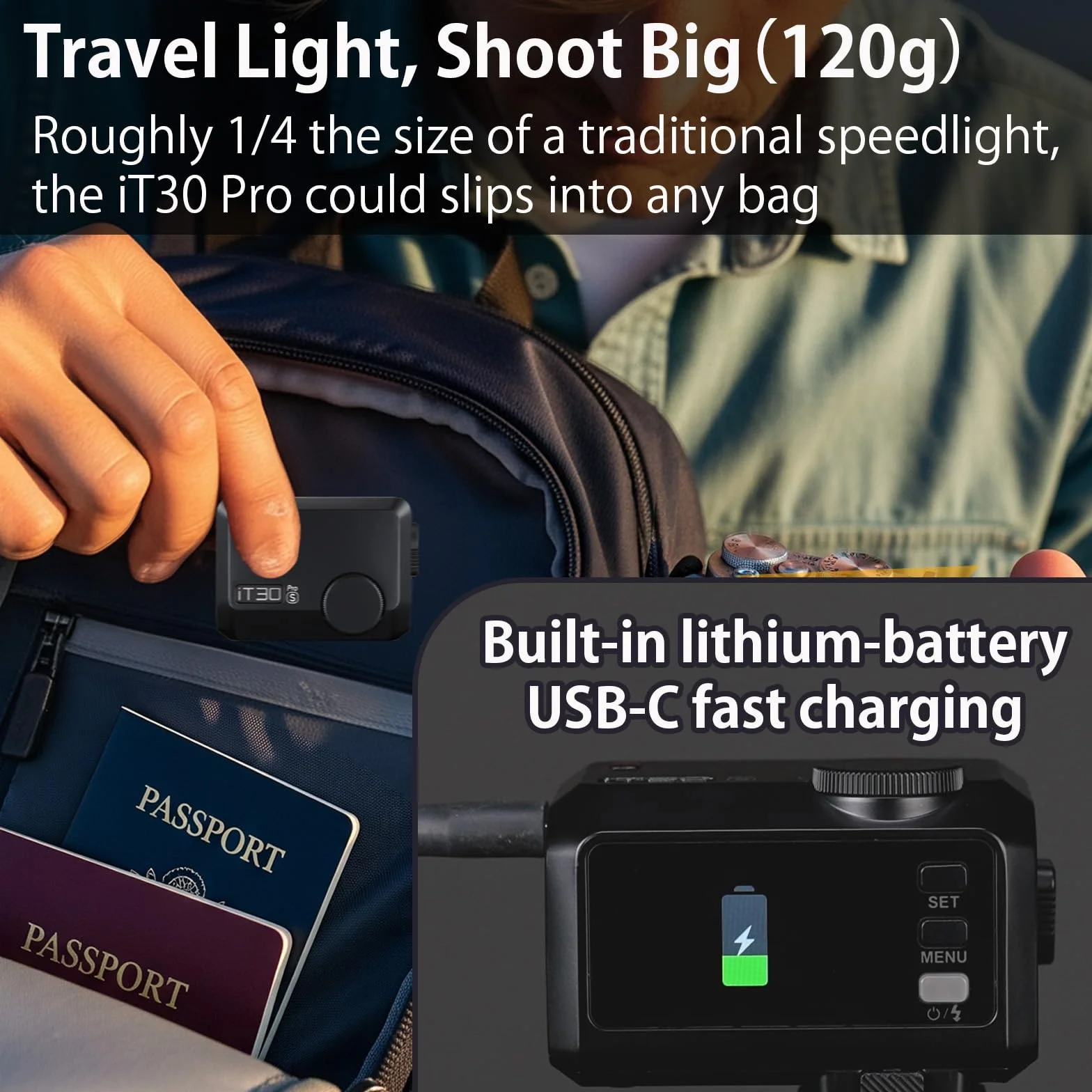 Godox iT30 Pro C TTL Mini lampa błyskowa 2.4G HSS 1/8000 s z ekranem dotykowym USB-C do Canon EOS