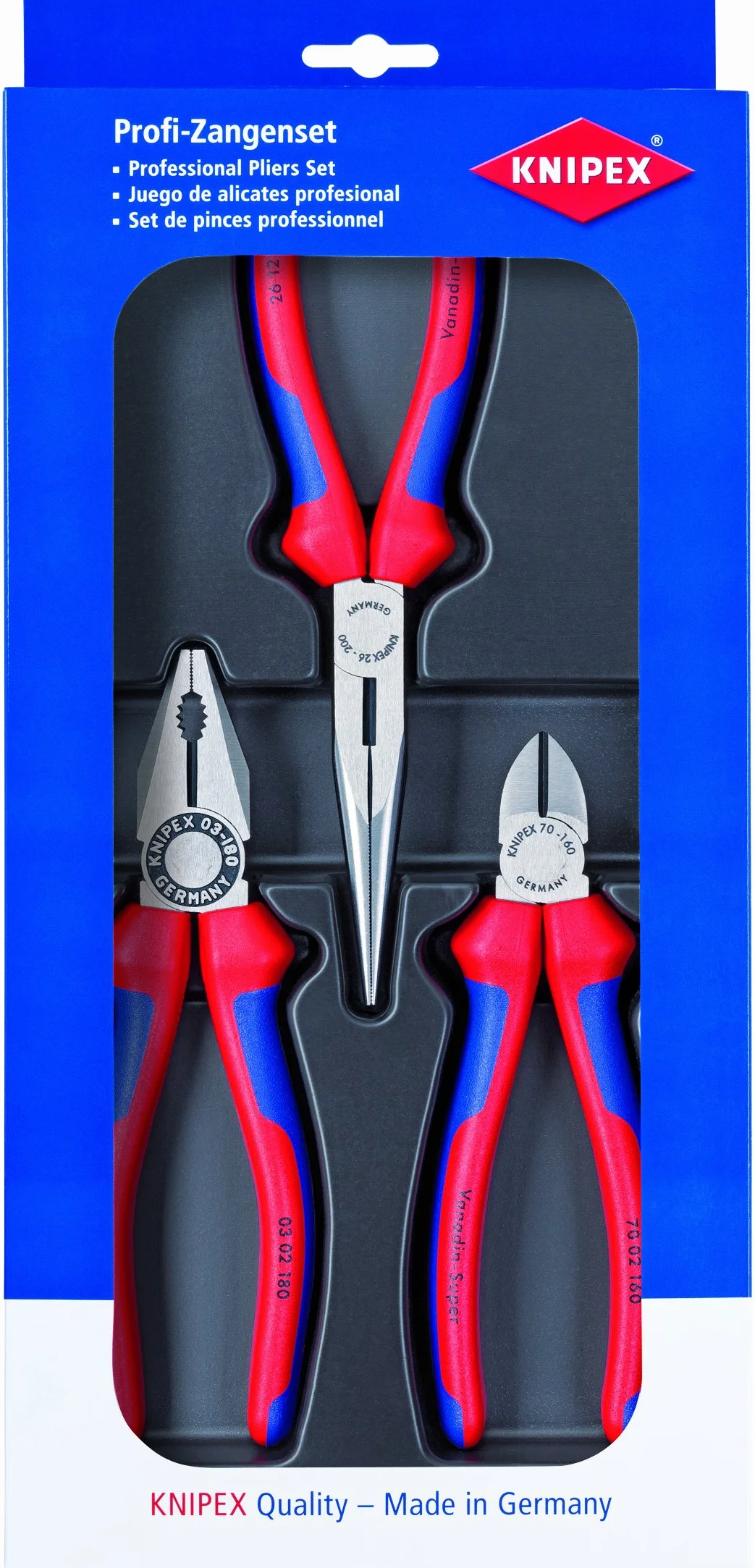 Knipex 00 20 11 kombinacja długich igieł Szczypce i zestaw szczypiec tnących Narzędzie montażowe (3 sztuki)