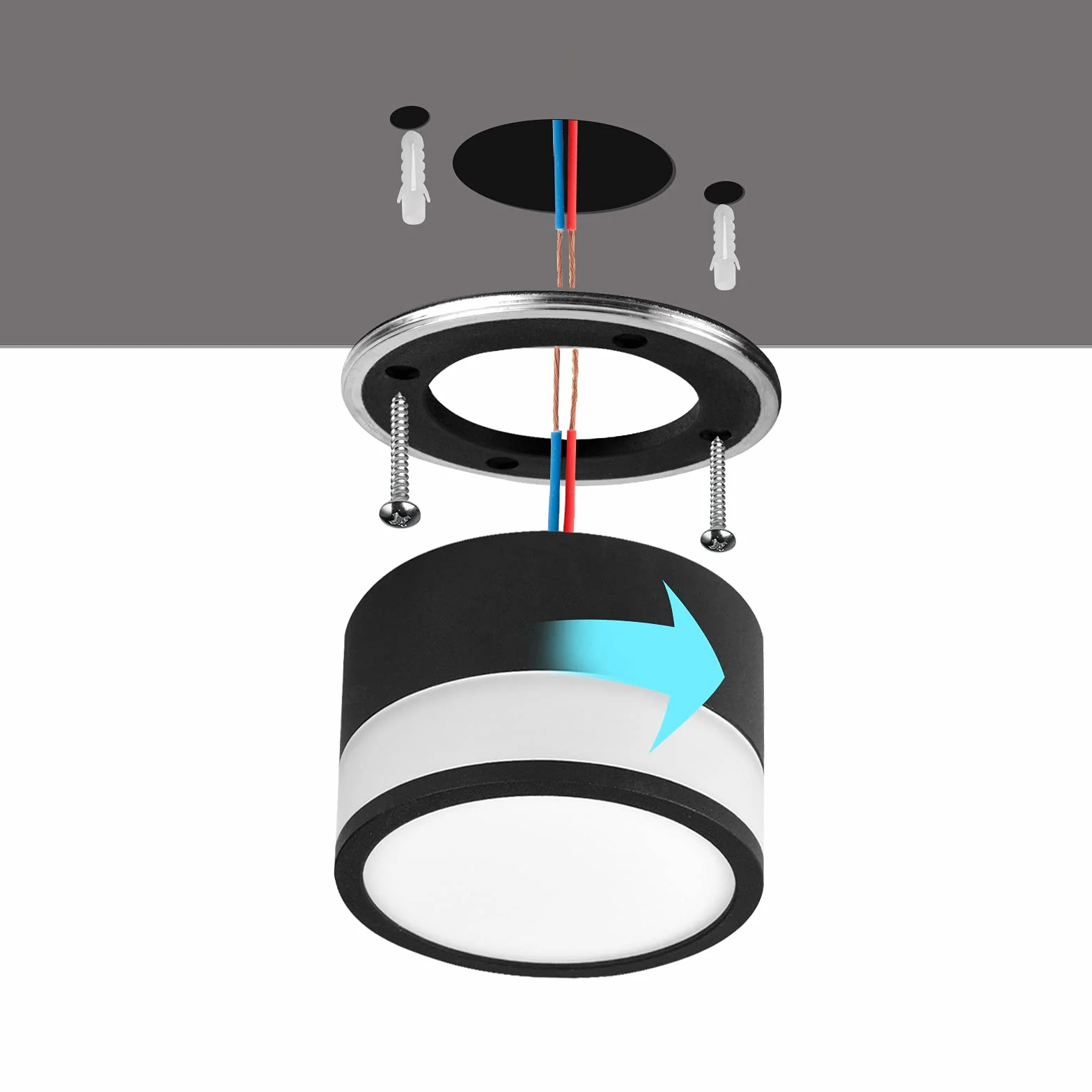 Punktowy Plafon LED 12W Barwa Ciepła Biała Okrągły IP65 Kolor Czarny Montaż Natynkowy Bez Wiercenia CRI82 Design Minimalistyczny Do Łazienki Korytarza Przedpokoju Kuchni Na Zewnątrz Średnica 10 cm