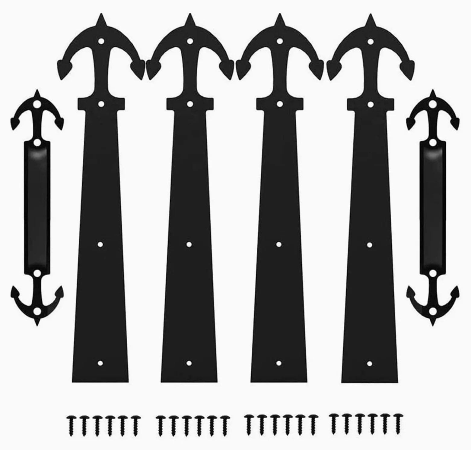 Youngran 6 sztuk Zestaw do drzwi garażowych stalowych Zestaw sprzętowy Dekoracyjny Dom Mocowany Zawiasy Uchwyty leisurely (Color : Anchor Style)
