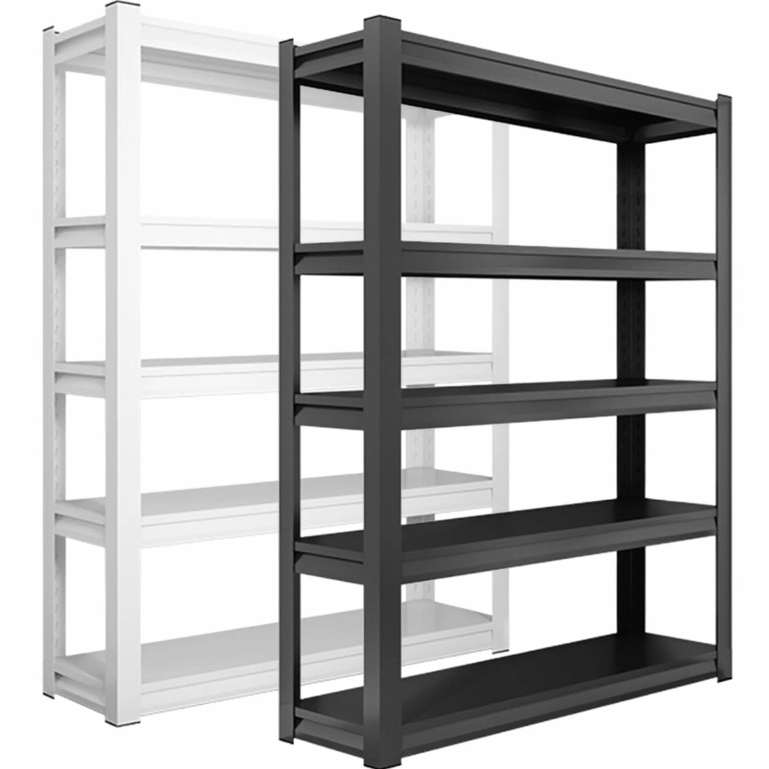 183 cm wytrzymały 5-poziomowy stalowy regał - regulowany metalowy stojak do przechowywania do garażu, magazynu, kuchni, łatwy montaż, solidna czarna rama, 99 cm szer. x 50 cm gł