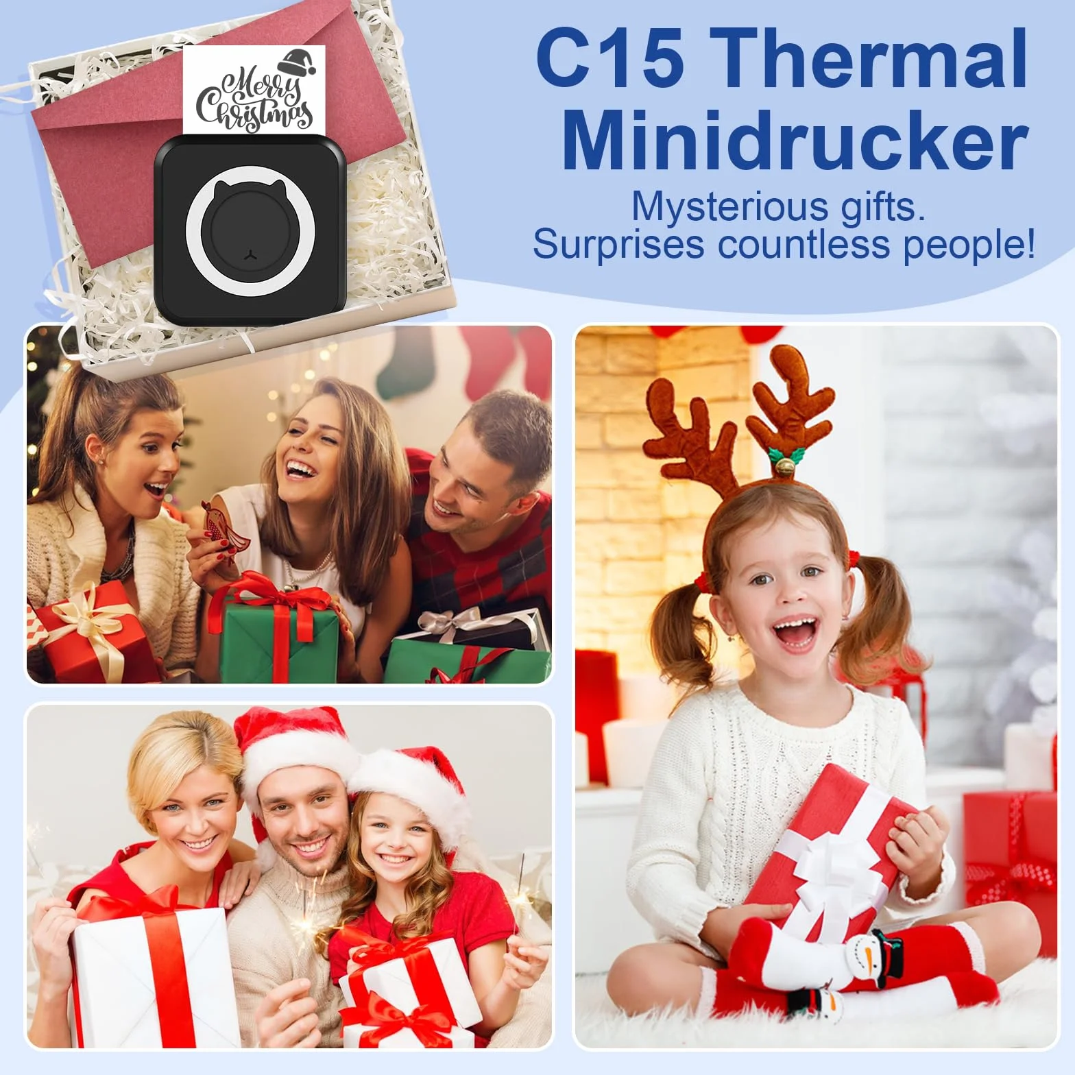 GuKKK Mini drukarka, mobilna drukarka fotograficzna, przenośna mini drukarka fotograficzna, bezprzewodowa drukarka fotograficzna, drukarka Bluetooth, pomoc w nauce, notatki, dziennik, notatki