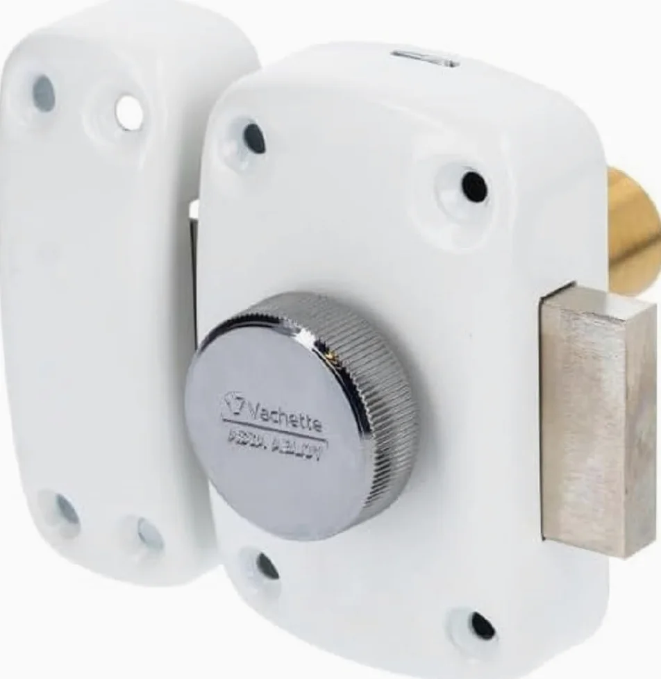Vachette Blokada drzwi Biały guzik/cylinder CYCLOP - Otwieranie gałką wewnętrzną, klucz zewnętrzny - cylinder ø 23 mm, długość 40 mm, 5 pinów - Zabezpieczenie przed zamkami - 3 klucze