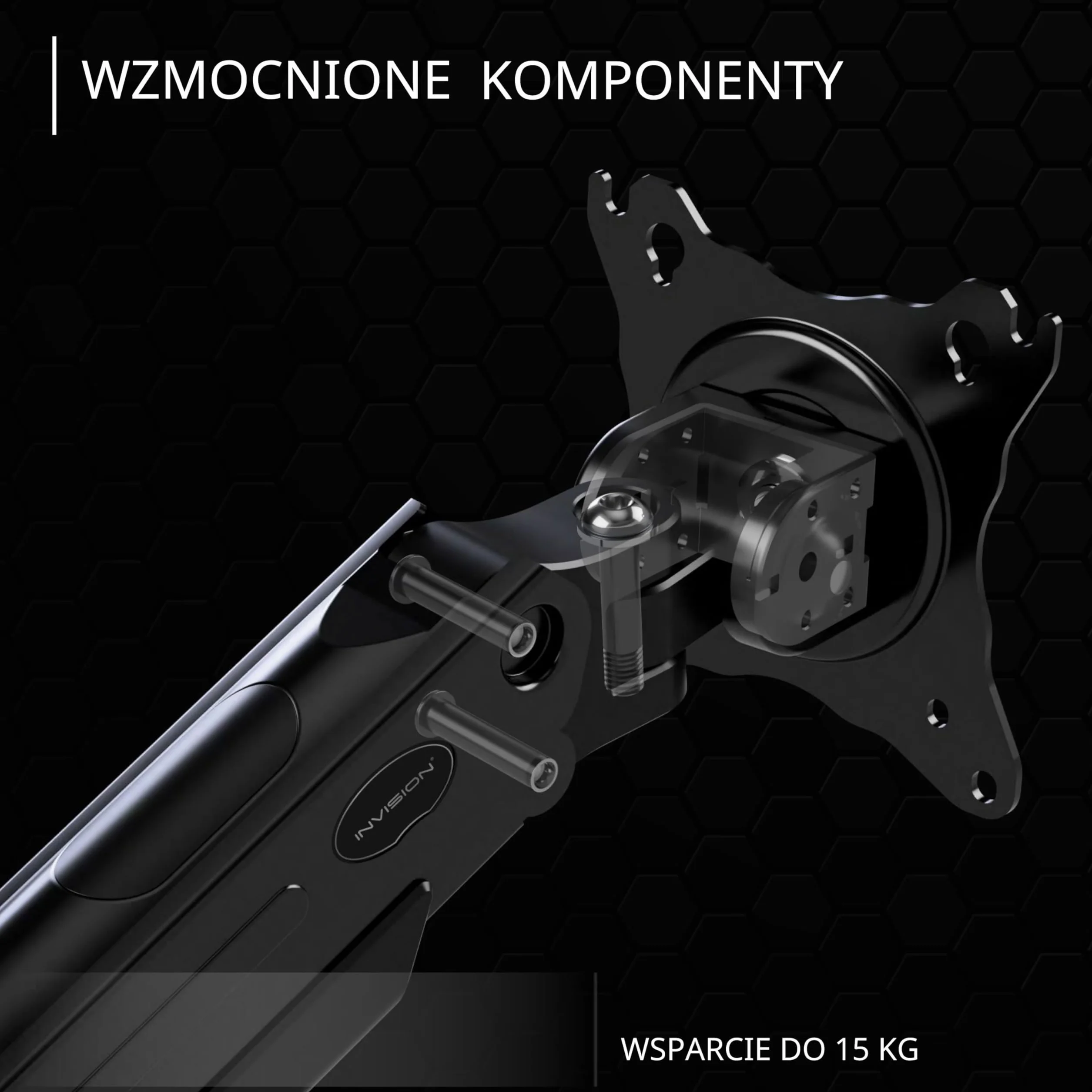 Invision Uchwyt na 2 Monitory do Płaskich i Zakrzywionych Ekranów 24-35 cali, Uchwyt na 2 Monitory z Regulacją Wysokości, 2-15kg/Ramię, Uchylny, Obrotowy, VESA 75/100 mm, Mocowanie do Stołu (MX900)