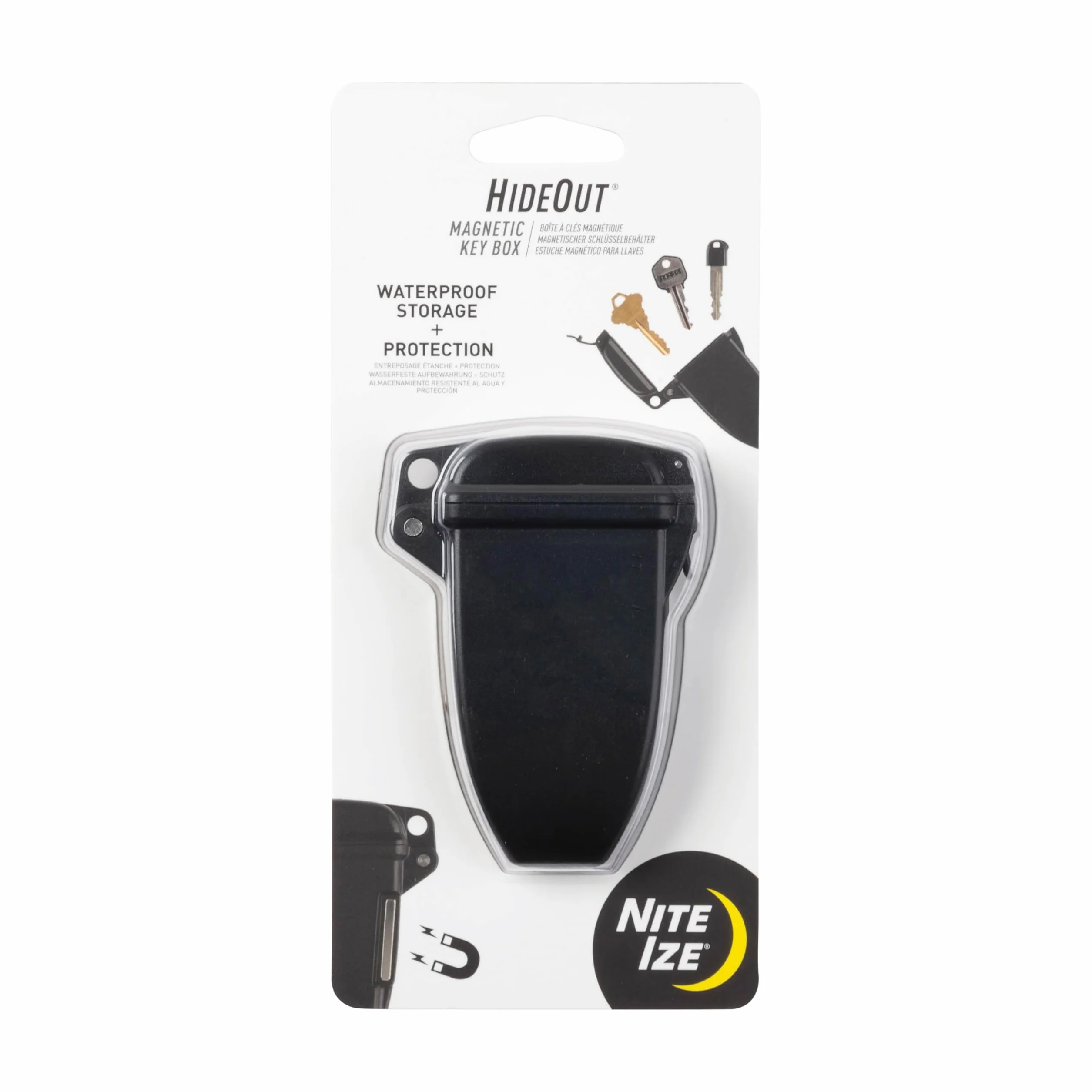 Nite Ize KBS-01-R7 Hideout, wodoodporny magnetyczny ogranicznik kluczy mocuje powierzchnie niemetalowe, czarny, oryginalny