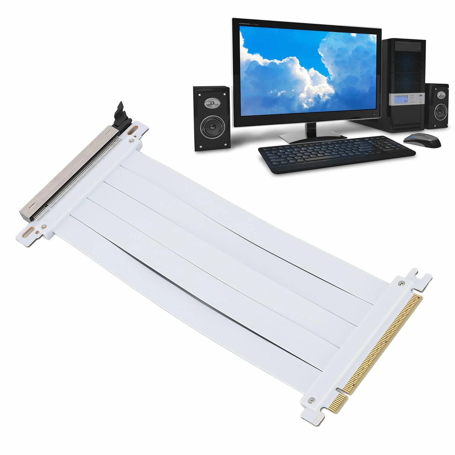 Kabel Pionowy PCIE 4.0 X16 128 Gb/S GPU Extender 50cm Kompatybilny z RTX4090 (TI) i RX8900 (XT)