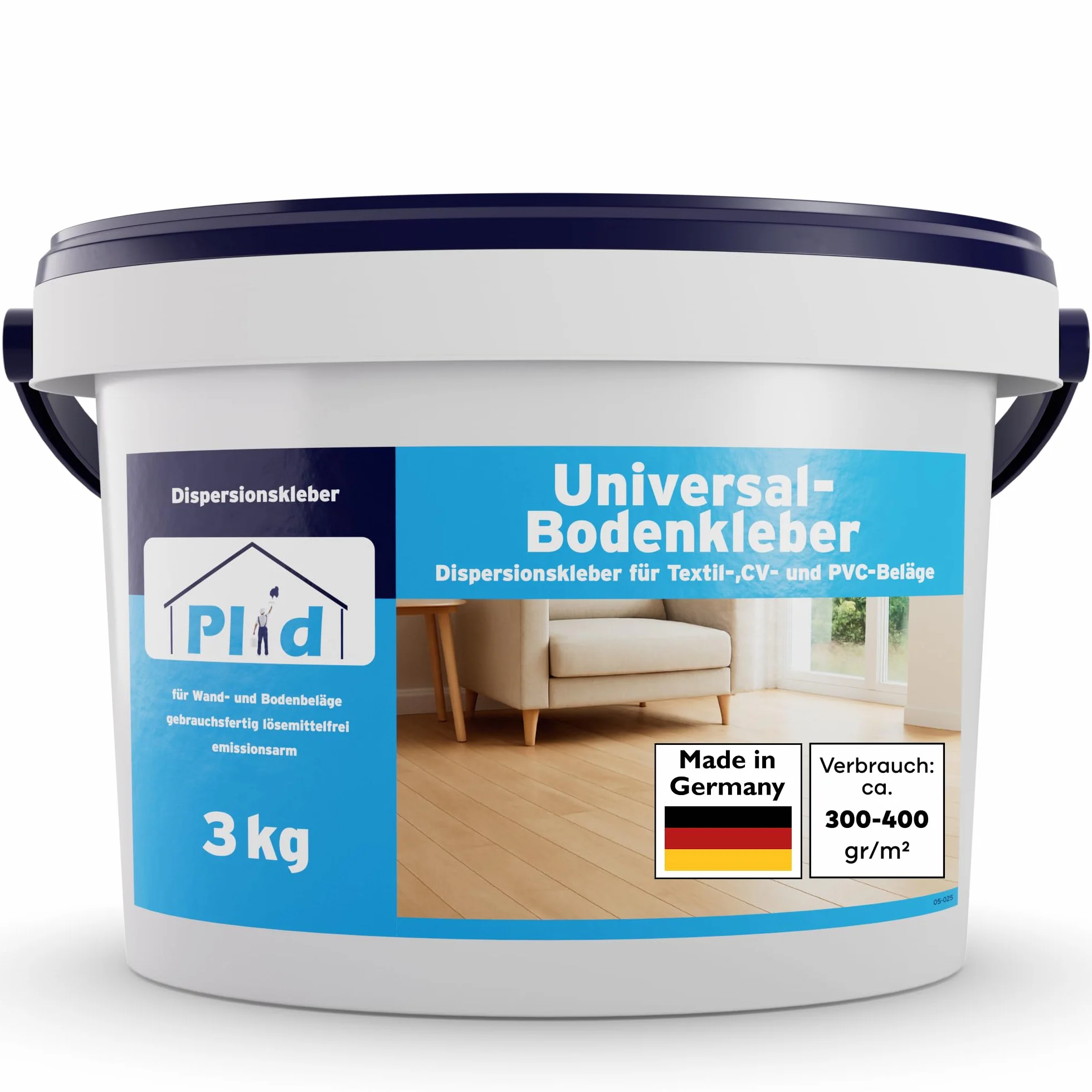 PLID® Klej do podłóg 3 kg [bezwonny] uniwersalny klej do PCW, dywanów, parkietu, winylu, linoleum, korka i wielu innych – do dywanów PVC bez rozpuszczalników – klej winylowy wodoodporny – klej do