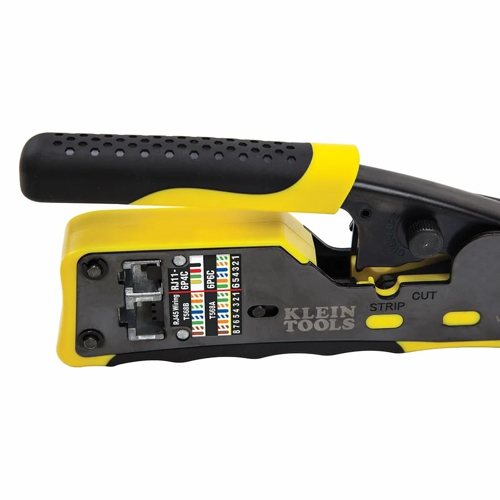 Klein Tools Pass-Thru modułowa zaciskarka do drutu, wszystkie w jednym, cięcia, paski, zaciski, szybkie i niezawodne VDV226-110, żółty/czarny, 1 sztuka