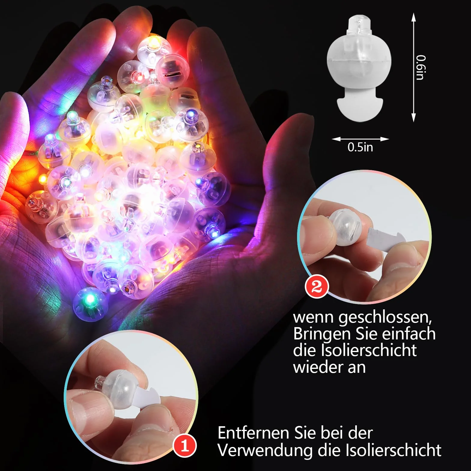 100 sztuk mini świetlnych kulek LED, okrągłe balony LED, mini kolorowe lampki balonowe do latarni papierowych, na Boże Narodzenie, urodziny, karnawał, wesele, do ogrodu, baru, klubu.
