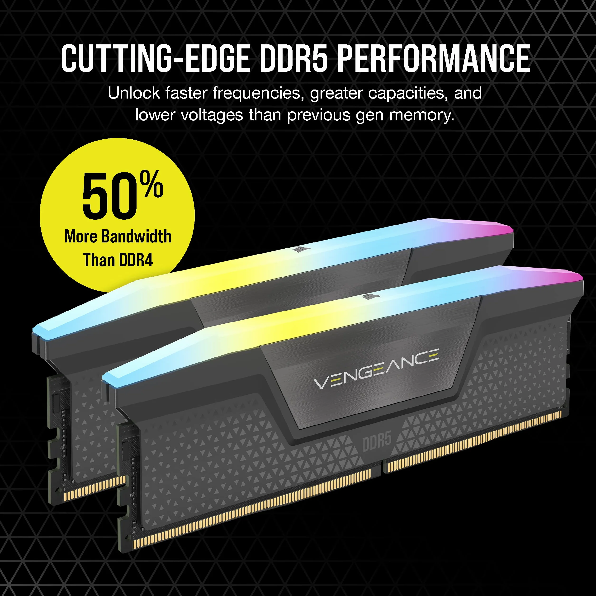 CORSAIR VENGEANCE RGB DDR5 32GB (2x16GB) 6000MHz CL36 AMD EXPO Pamięć Komputerowa iCUE Szary