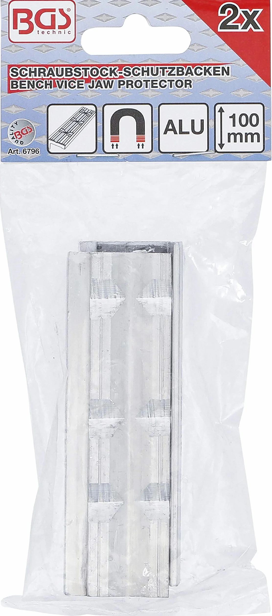 BGS 6796 | Szczęki ochronne do imadła | aluminium | szerokość 100 mm | 2 szt.