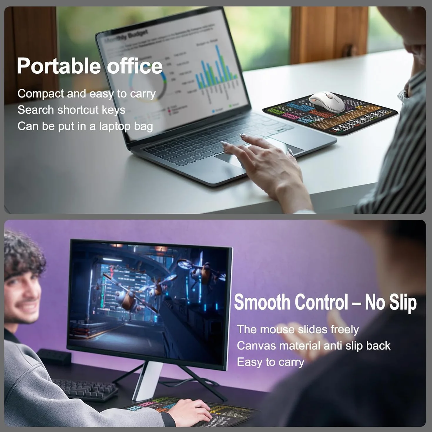 Niemiecka podkładka pod mysz 300 x 250 x 3 mm antypoślizgowa skróty klawiaturowe Windows
