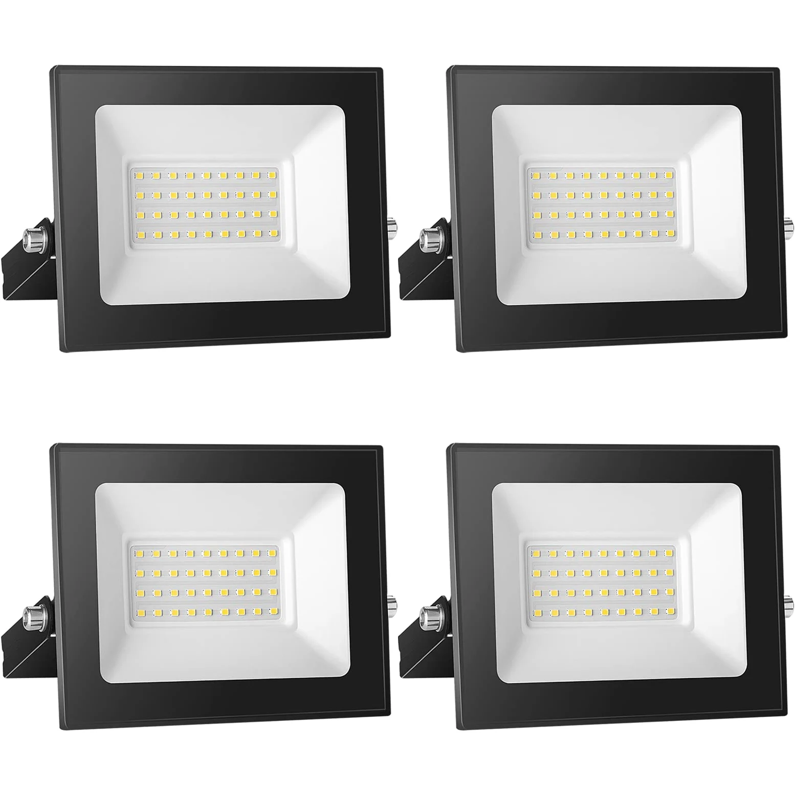 Zestaw 4 reflektorów LED 30 W, 3000 lm, super jasne, zewnętrzne oświetlenie punktowe LED, 6000 K, zimna biel, zewnętrzne oświetlenie bezpieczeństwa, IP65, wodoodporne oświetlenie LED na taras, do