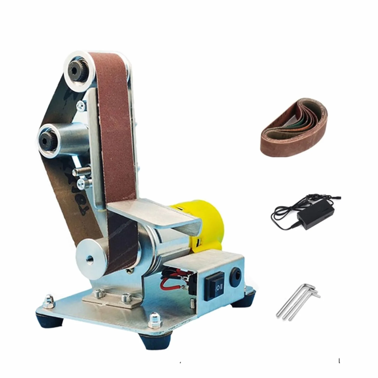 Polerka, szlifierka oscylacyjna, Wielofunkcyjny pulpit pionowa miniaturowa Mini elektryczna maszyna taśmowa DIY szlifierka szlifierka kątowa do szlifowania, polerowania(Set2)