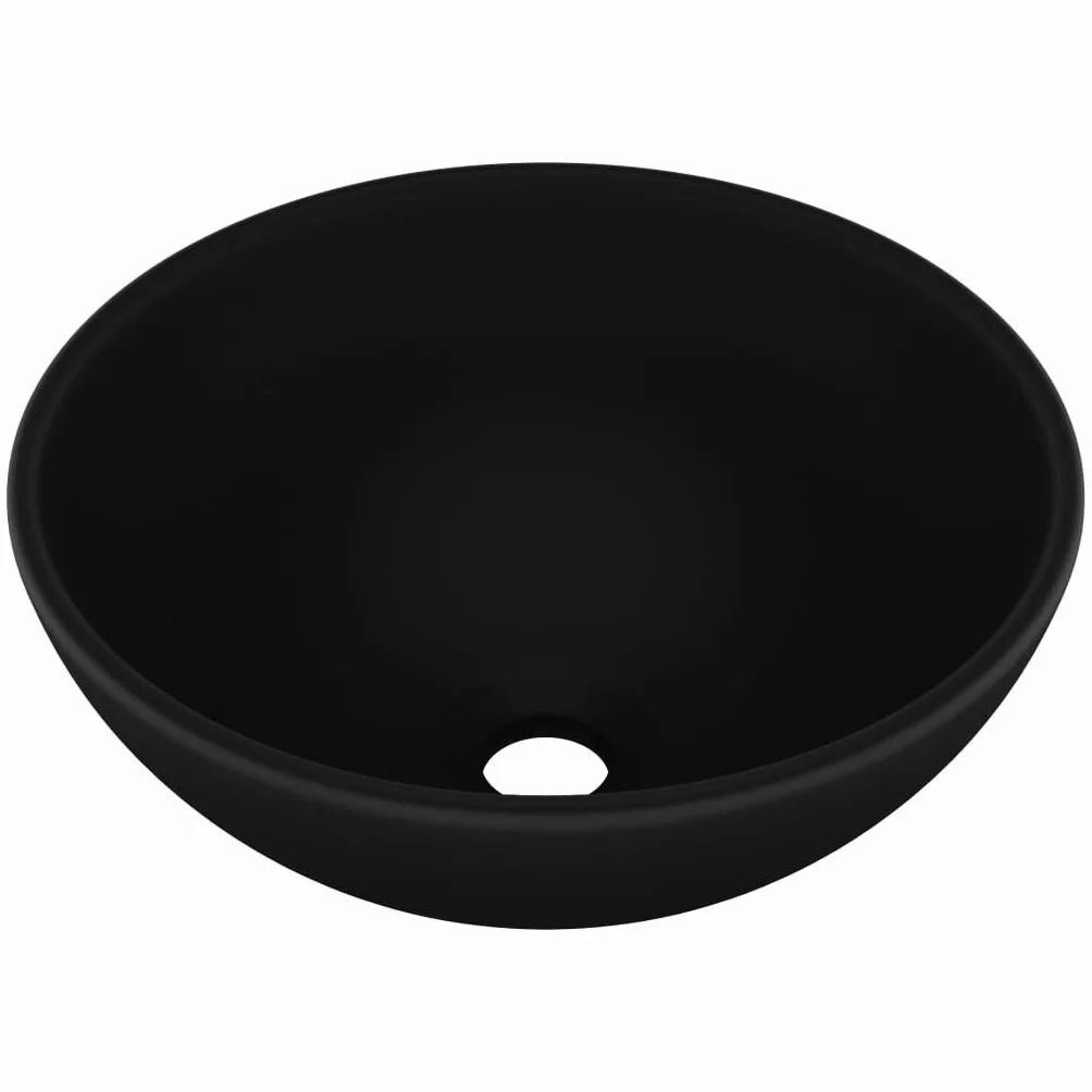 vidaXL Okrągła umywalka łazienkowa, matowa czerń, 32,5x14 cm, ceramika