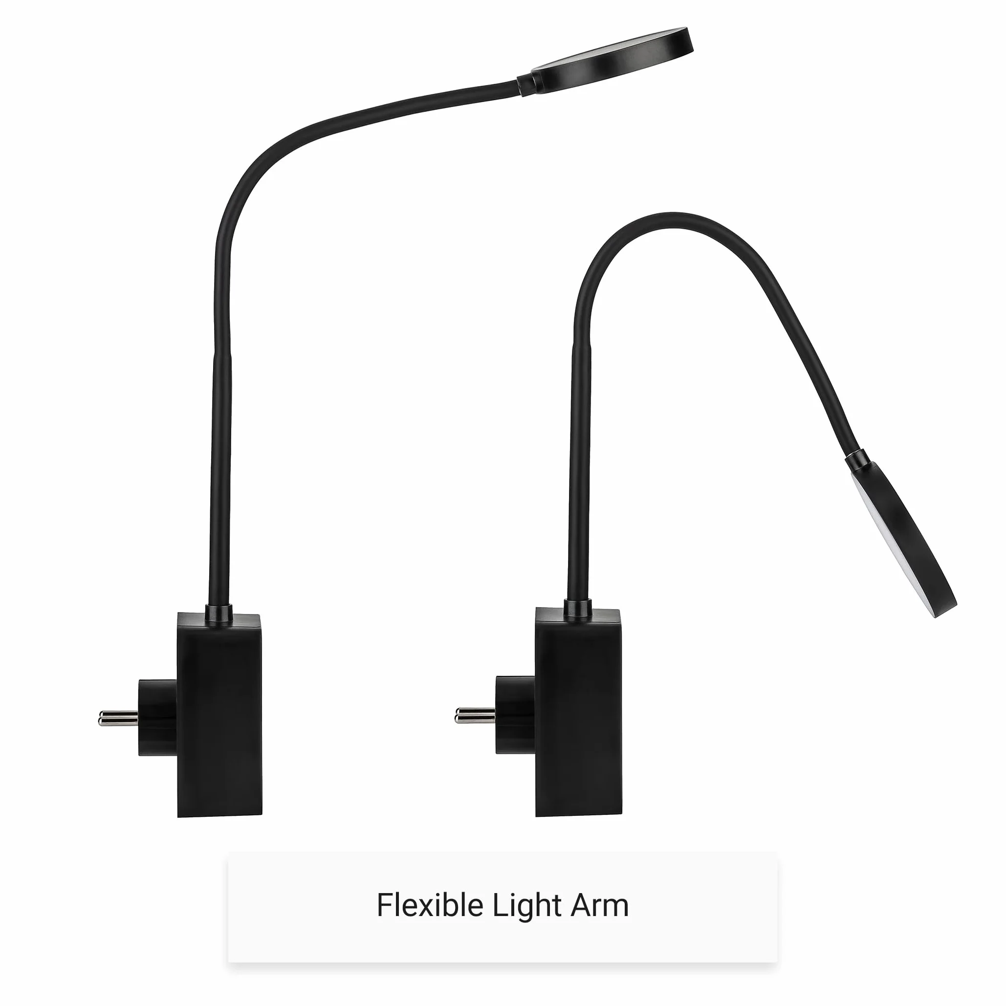 SEBSON Lampa LED o zmiennym gniazdku, lampka do czytania i gniazdko elektryczne ze złączem USB-C, elastyczna gęsia szyja, neutralna biel, 4000 K, lampka nocna, 4,5 W, czarna