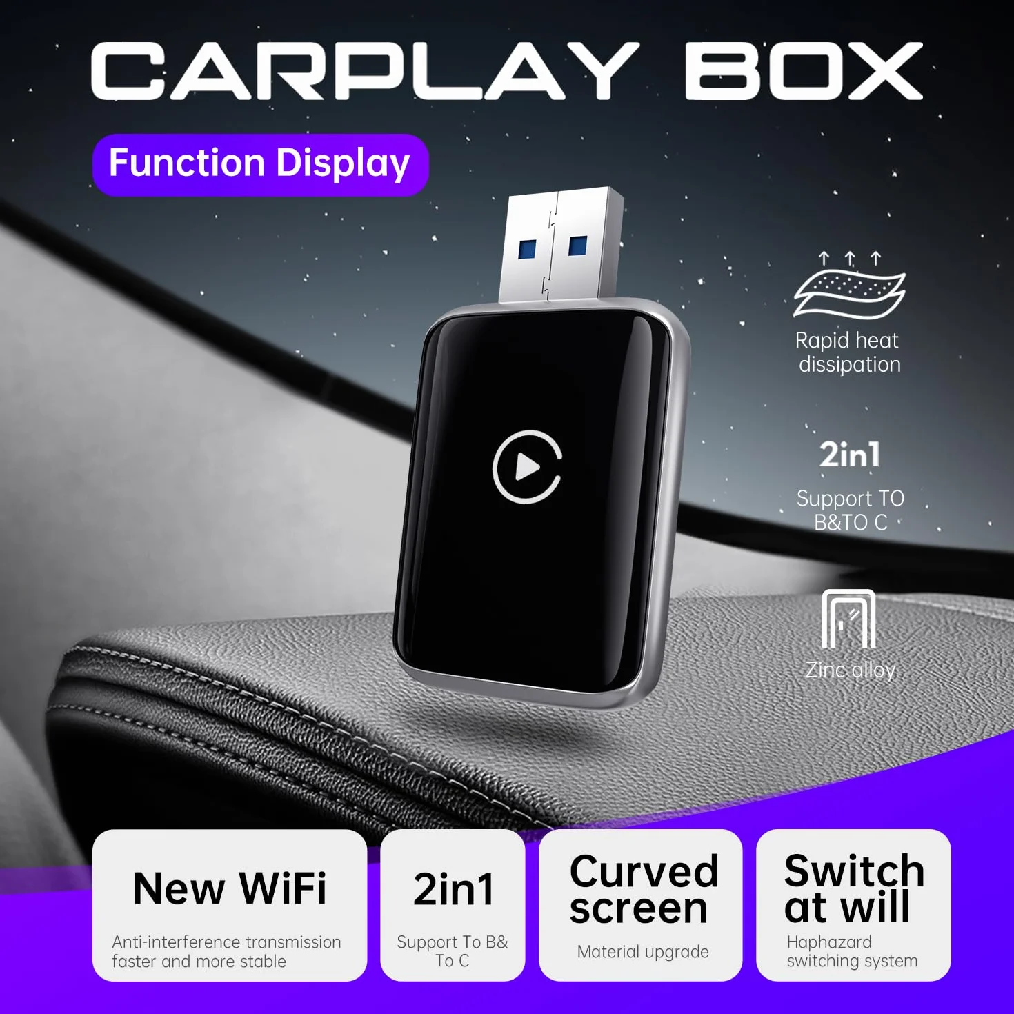 Bezprzewodowy adapter CarPlay Bluetooth 5.0 5G do iPhone'a