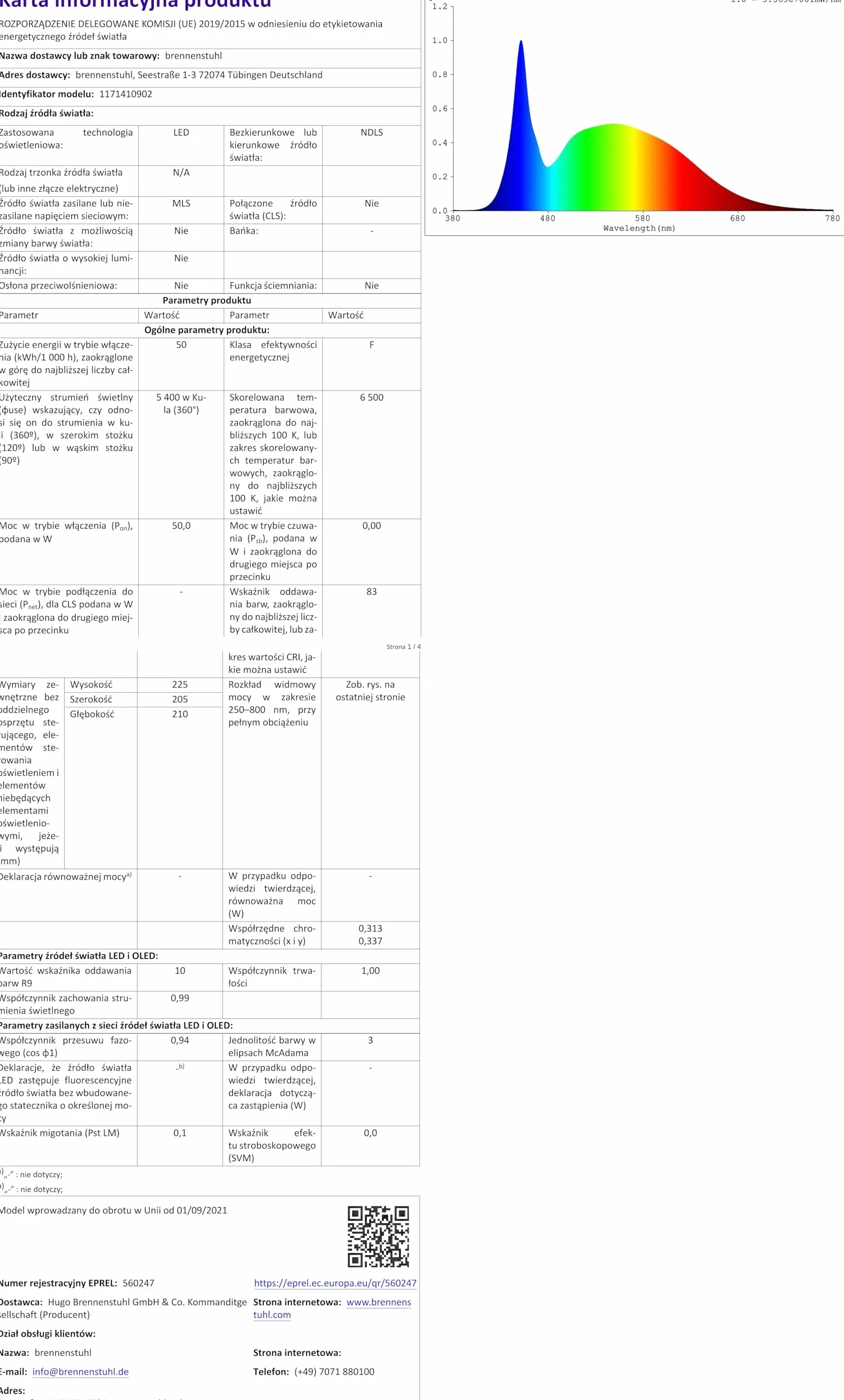 Brennenstuhl mobilny reflektor LED 360° / reflektor budowlany LED 50W (reflektor roboczy 5400lm, kabel 5 m i bryzgoszczelne gniazdo z samozamykającą się pokrywą, IP54), 1171410902