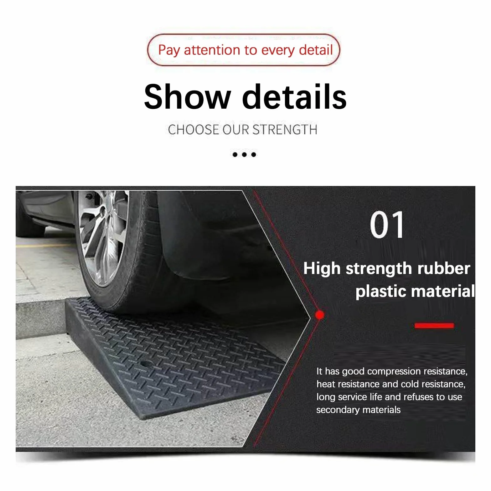 Rubber ramps for door threshold,threshold ramp 6 inch rise,ramps for steps,A variety of heights are available, easy to carry, and suitable for multiple scenarios (driveways, sidewalks, parks, etc.)(50