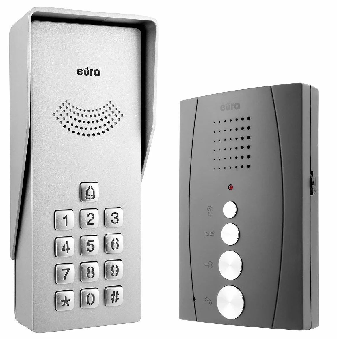Domofon Eura Adp-38A3 Entra Graphite, zestaw głośnomówiący, zamek szyfrowy, 4 przewody