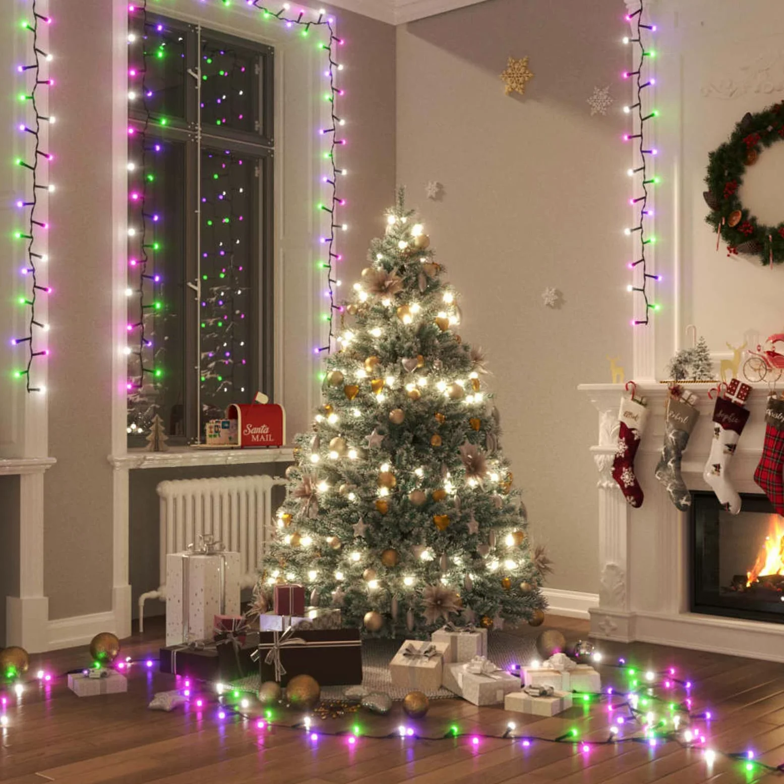 Kompaktowa taśma świetlna z 2000 diodami LED PVC Pastelowa wielokolorowa 45 m, zewnętrzne lampki choinkowe, oświetlenie wewnętrzne, dekoracyjne światła do pokoju, dekoracja bożonarodzeniowa do