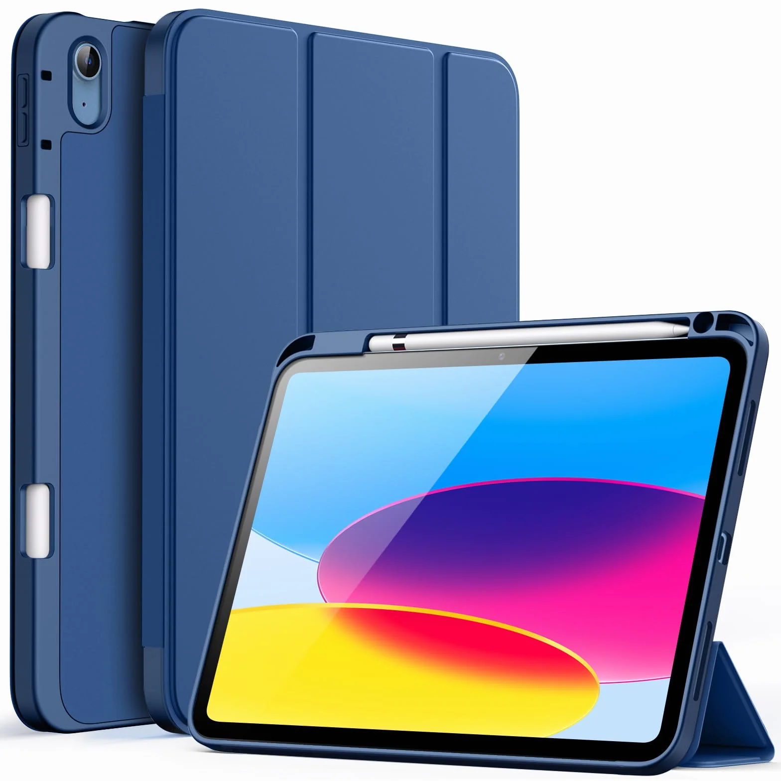 JETech Etui dla iPad (A16) 11./10.Generacja (2025/2022) Cala z Pencil Uchwyt, Szczupły Pokrowiec na Tablet Case z Miękki Tył z TPU Automatycznego Budzenia/Snu (Granatowy)