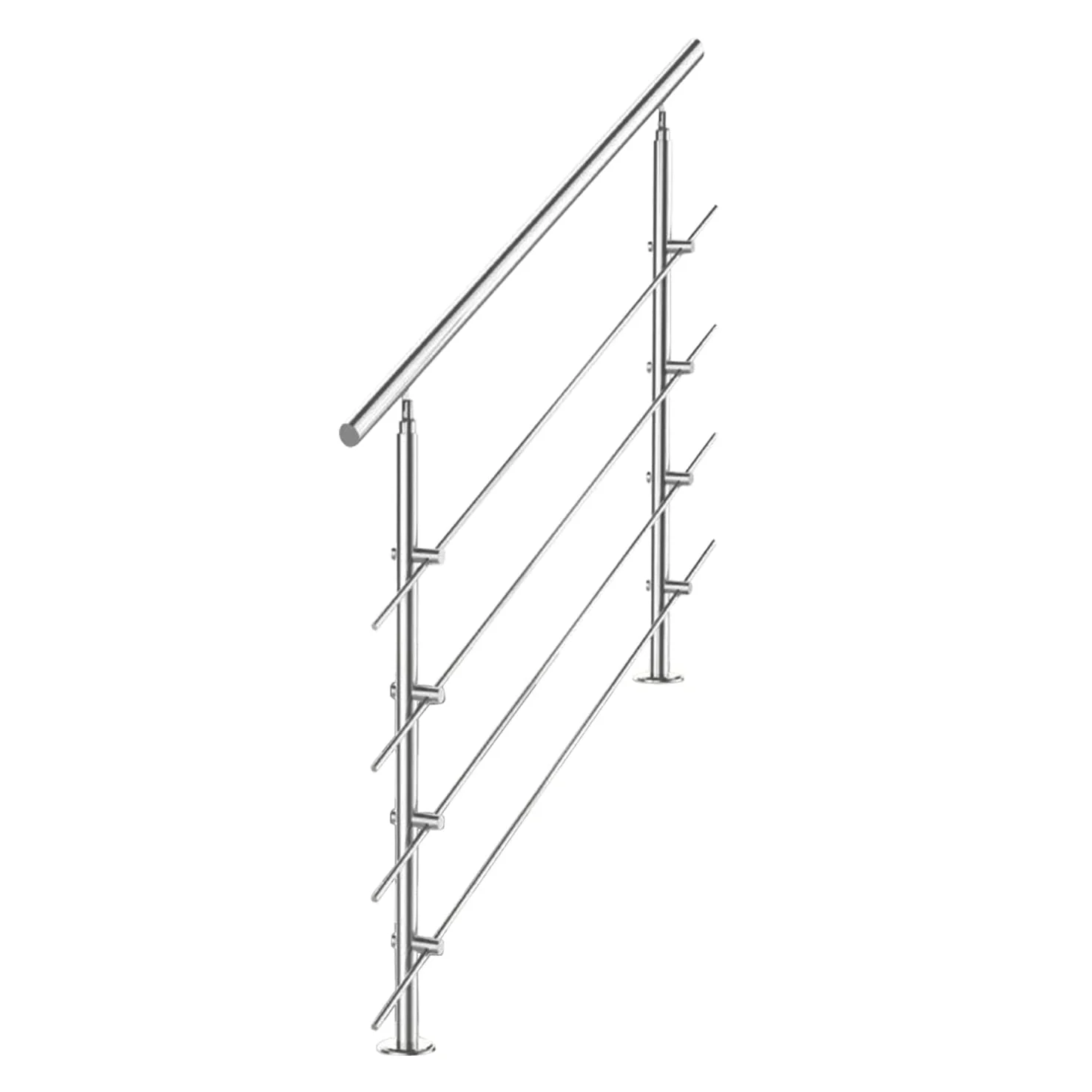 Poręcz ze stali nierdzewnej, do balustrady schodowej, na balkon, 120 cm, z 4 poprzeczkami Ø 42 mm, do wewnątrz i na zewnątrz