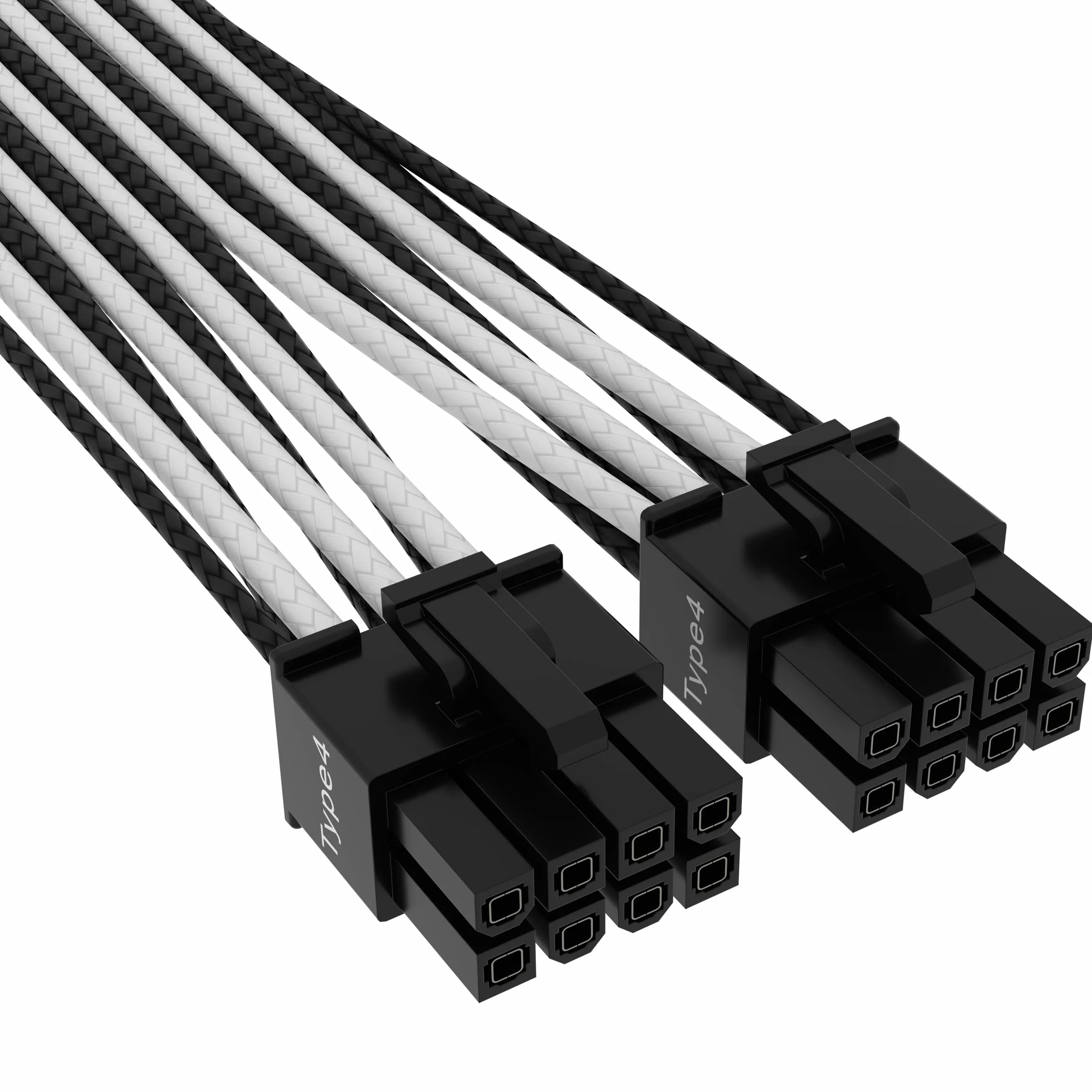 Corsair Premium 600 W PCIe 5.0 / Gen 5 12VHPWR Kabel zasilający - Nadaje się do zasilaczy typu 4 poprzez podwójne 8-pinowe złącze PCIe - 12+4-pinowe złącze - czarny/biały