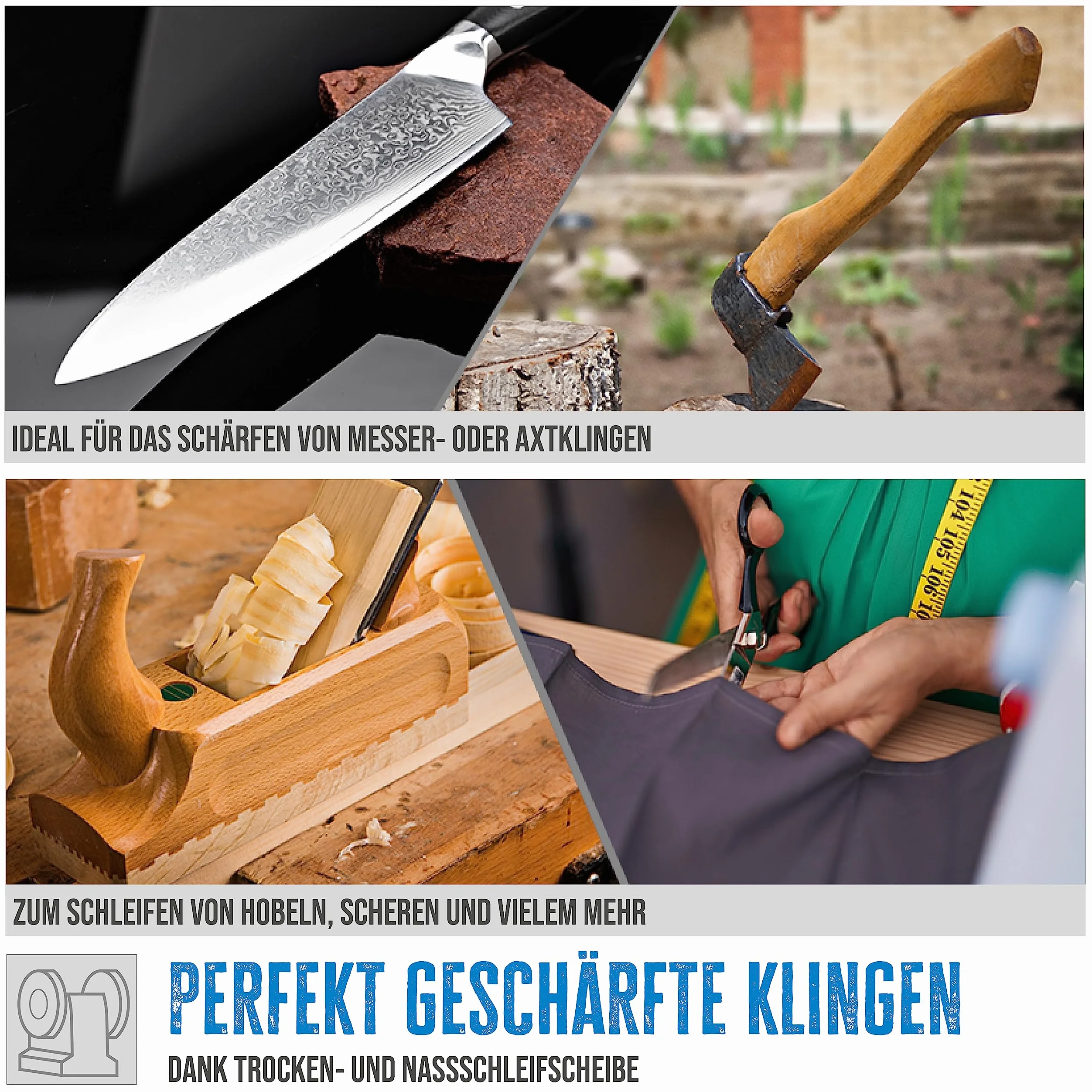 55238 Güde szlifierka do pracy na mokro i na sucho GNS 150/200 – 55238, z silnikiem kondensatorowym i stabilną metalową obudową, w zestawie tarcza szlifierska Ø 200 i Ø 150 mm, 250 W, 2950 min-1
