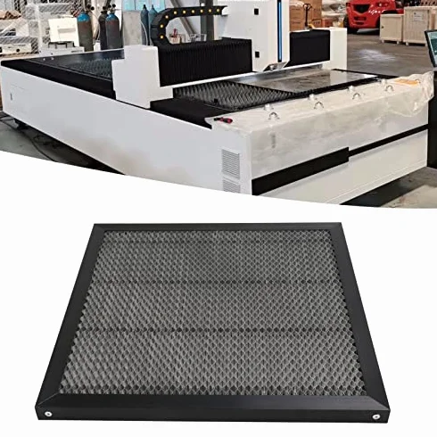 Platforma do cięcia laserowego, aluminiowy blat roboczy o strukturze plastra miodu z płytą, do grawerowania CO2 lub paneli ze stopu diodowego, 400 x 400 mm, wzór siatkowy