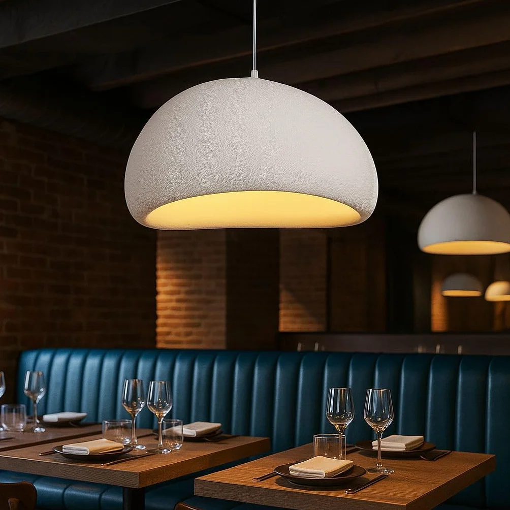 BARCELONA LED Wabi Sabi biała lampa wisząca, teksturowane wykończenie, gwint E27 Ø50 cm, styl japoński, naturalny japoński minimalizm, oświetlenie Wabi Sabi, do salonu, sypialni lub jadalni