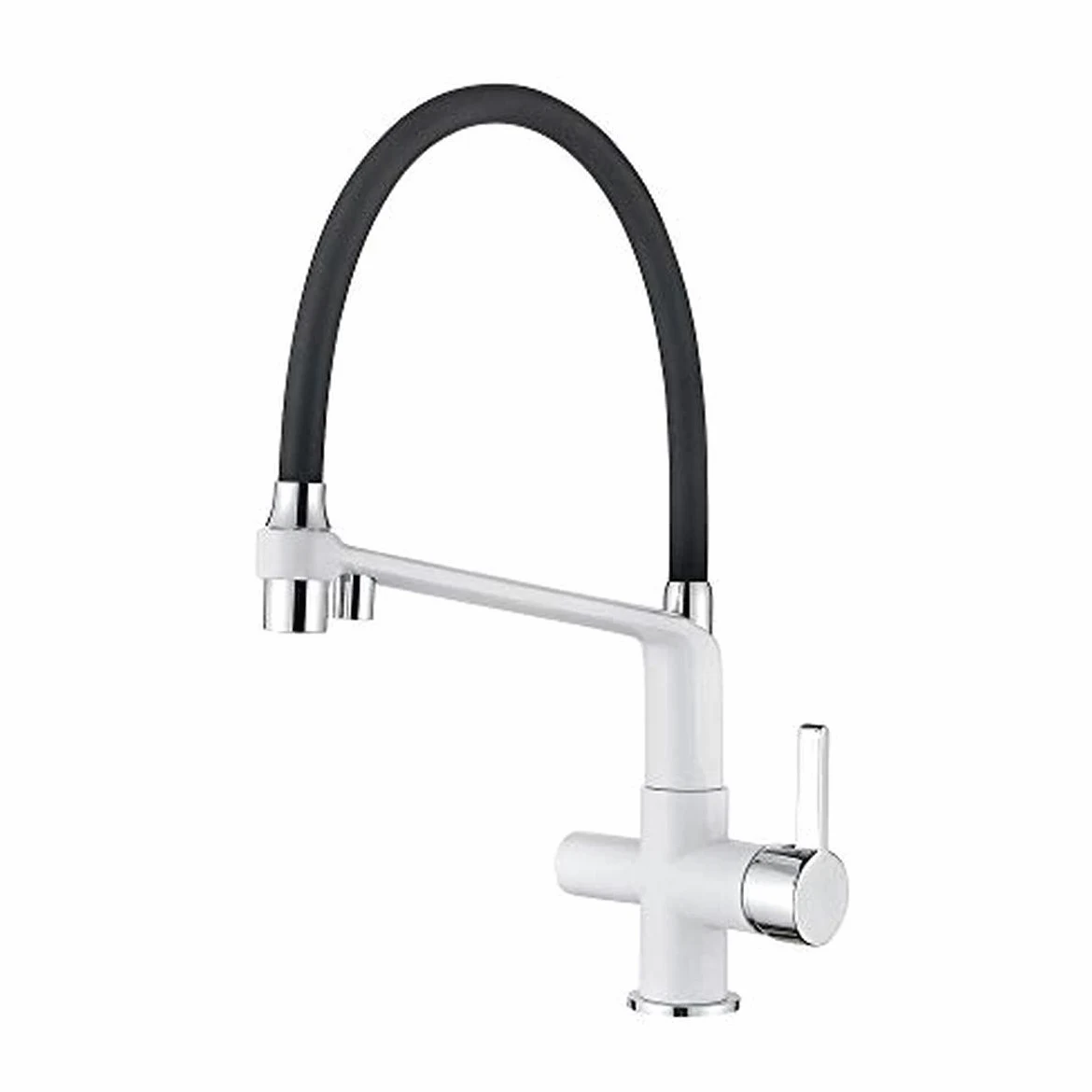 Kran Ibergrif M22127W-2 z elastyczną rurą i prysznicem ręcznym, czarnym