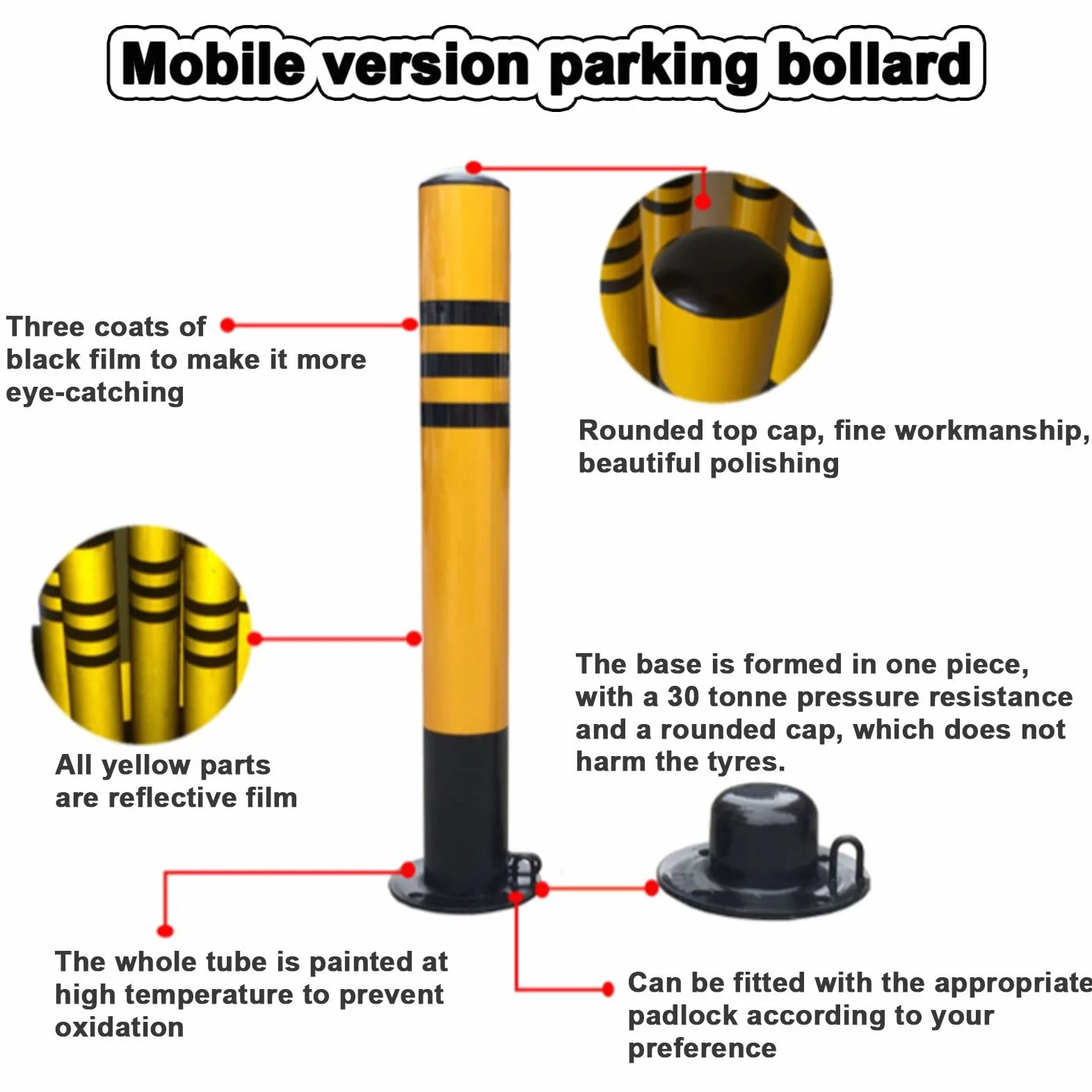 Słup bezpieczeństwa, 4 x słupek bezpieczeństwa do parkingu, słupków do pojazdu, barierki, zamki i śruby, zabezpieczenie przed kradzieżą, słupek samochodowy z 4 kluczami, słupki bezpieczeństwa do