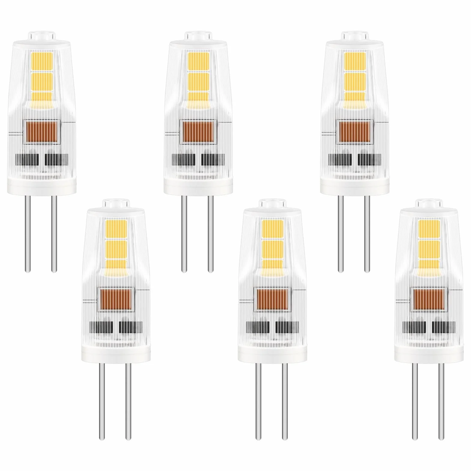 6 sztuk Żarówka LED G4 2 W AC/DC 12 V, odpowiednik 20 W Lampa halogenowa, naturalna biel 4000K, 200 lm, nie ściemniana, energooszczędna LED, do okapów, żyrandoli