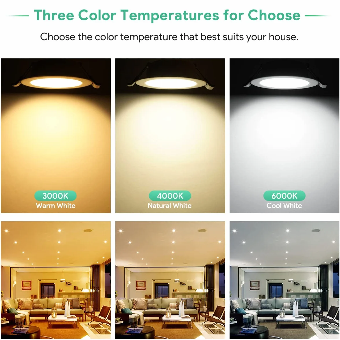 Reflektor LED do zabudowy 5 W, IP44 4000K, bardzo płaski, biały, neutralny 450 lm, zestaw 6 sztuk, otwór 68-80 mm, 230 V, 25 mm, wpuszczany do łazienki, kuchni, salonu przedpokoju