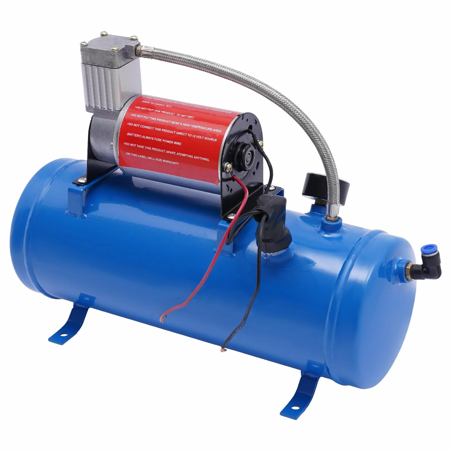 Przenośna sprężarka powietrza 12 V, 150 psi, 10 bar, ze zbiornikiem 6 l, cicha, bezolejowa sprężarka samochodowa, przenośna sprężarka do opon, piłek i warsztatów