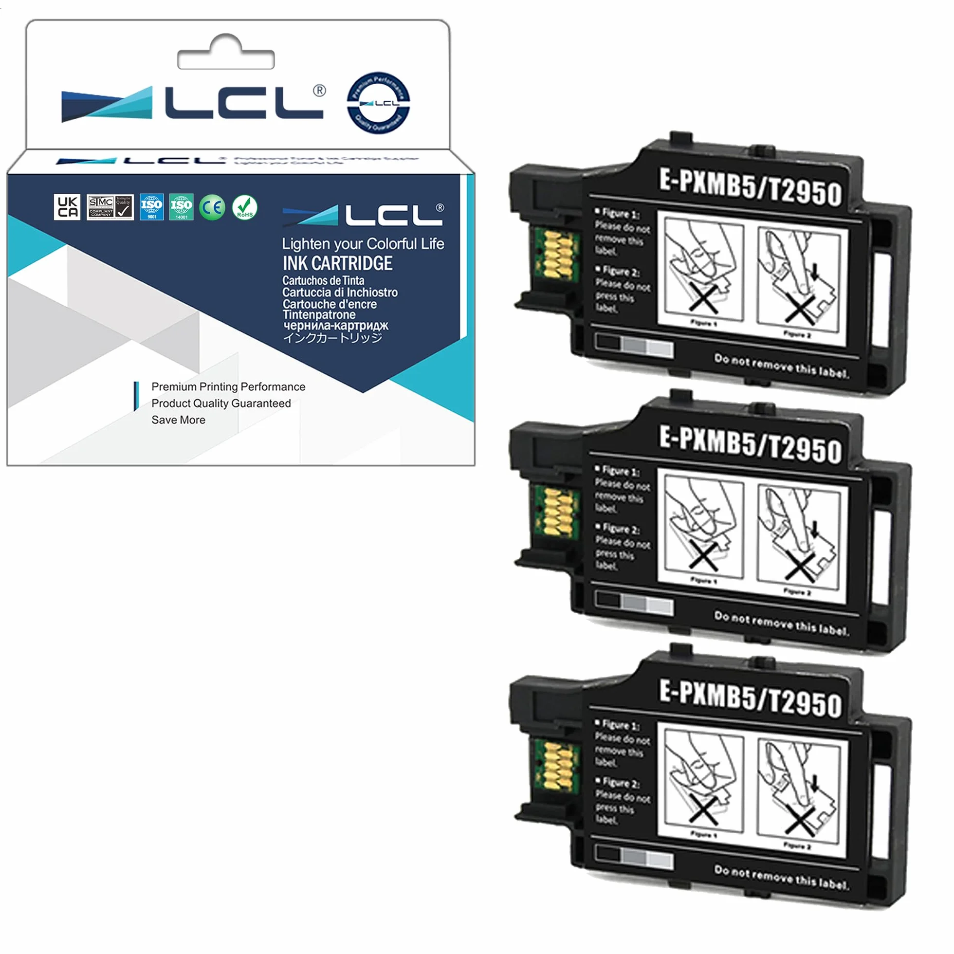 LCL T295000 Pudełko Konserwacyjne Zamiennik do Epson Workforce WF-100 WF-110 WF-100W (3-pak Czarny)