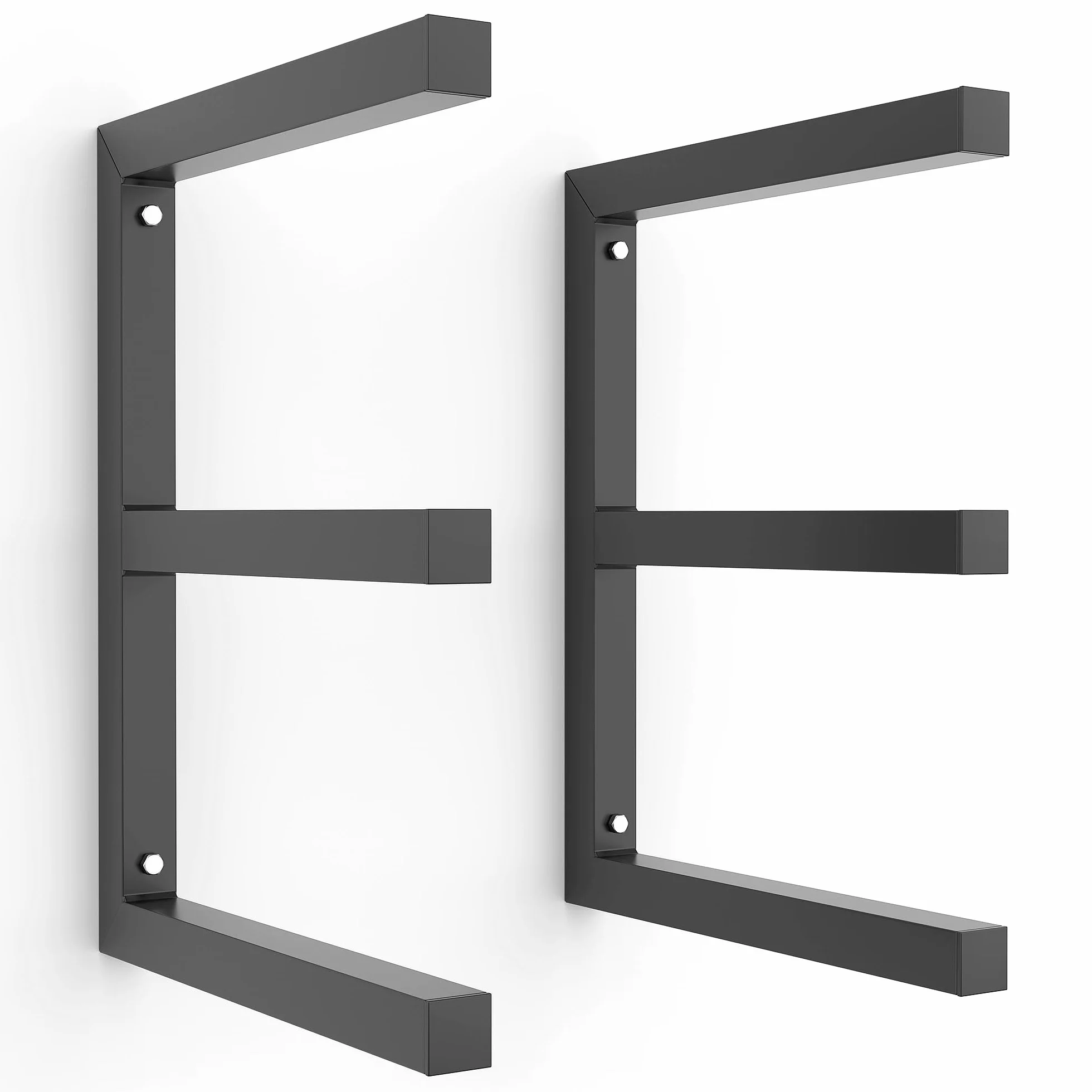 Ultrawall Stojak do przechowywania drewna, montowany na ścianie, drewniane stojaki do przechowywania, metalowe, drewniane, organizer do szopy, warsztatu, garażu, nośność 99 kg na poziom (2 sztuki,