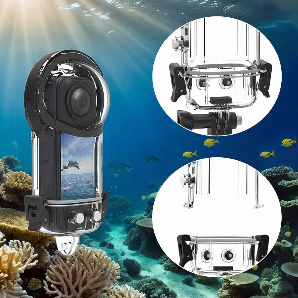 Niewidoczne etui do nurkowania Insta360 X5, wodoodporne etui do Insta360 X5 z arkuszem zapobiegającym zaparowaniu i uchwytem, wielofunkcyjne akcesoria do kamer sportowych, odpowiednie dla entuzjastów