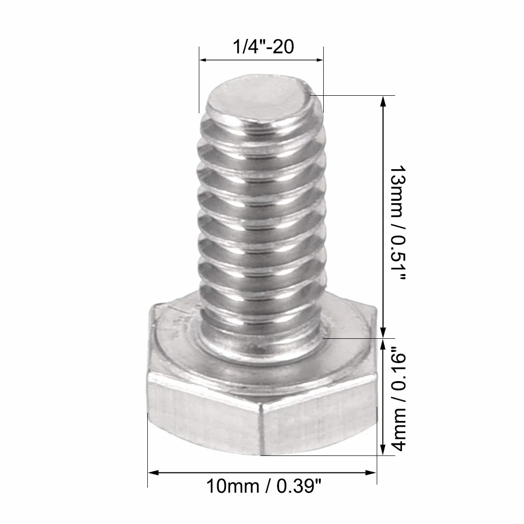 sourcing map 5 szt. śruba sześciokątna 1/4-20 x 1/2" 304 stal szlachetna śruba śruba mocowanie DE