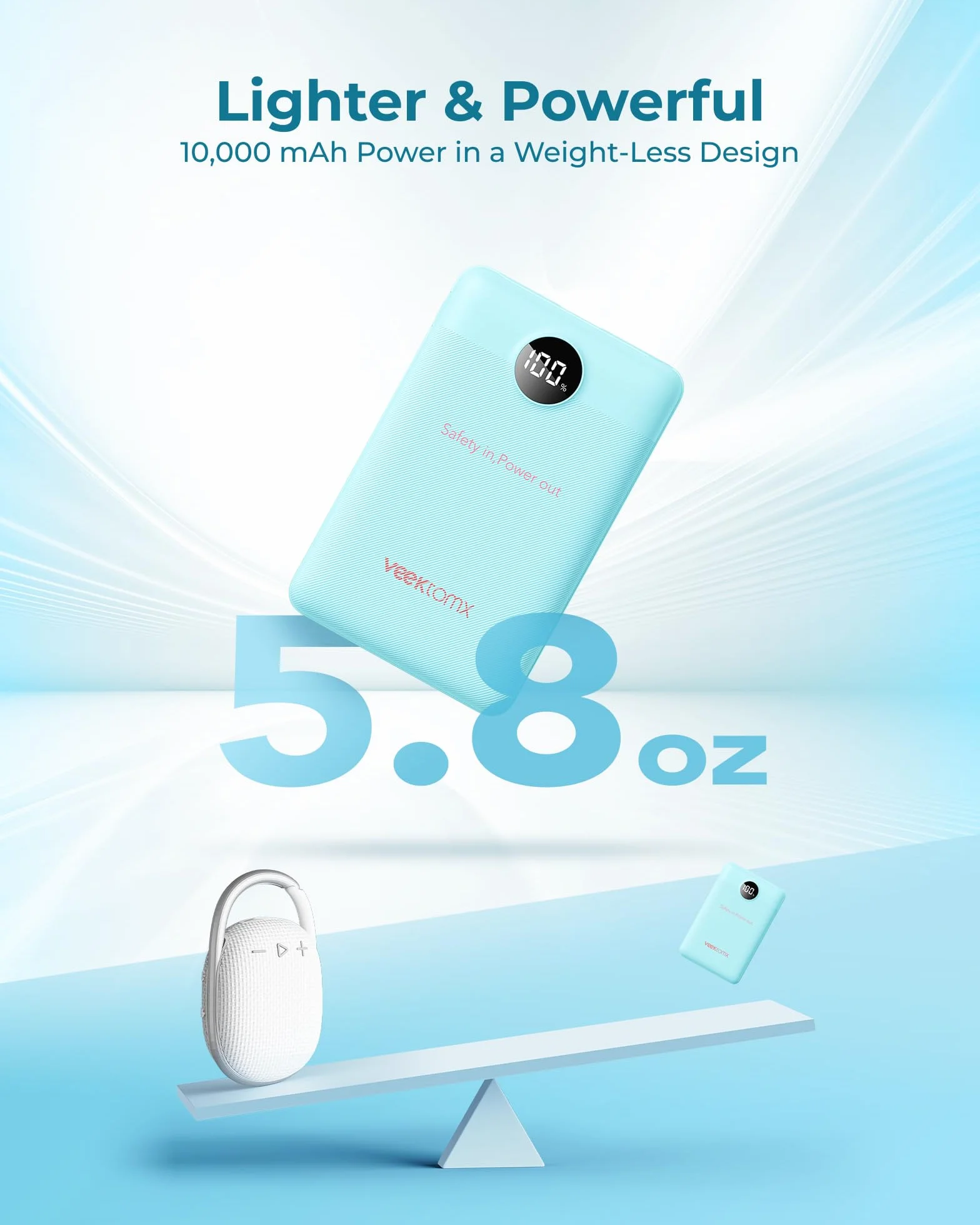 VEEKTOMX Mini Power Bank 10000mAh 22.5W Quick Charge PD 3.0 Szybkie Ładowanie Zewnętrzna Bateria Kompaktowa Ładowarka iPhone 16 (Blue)