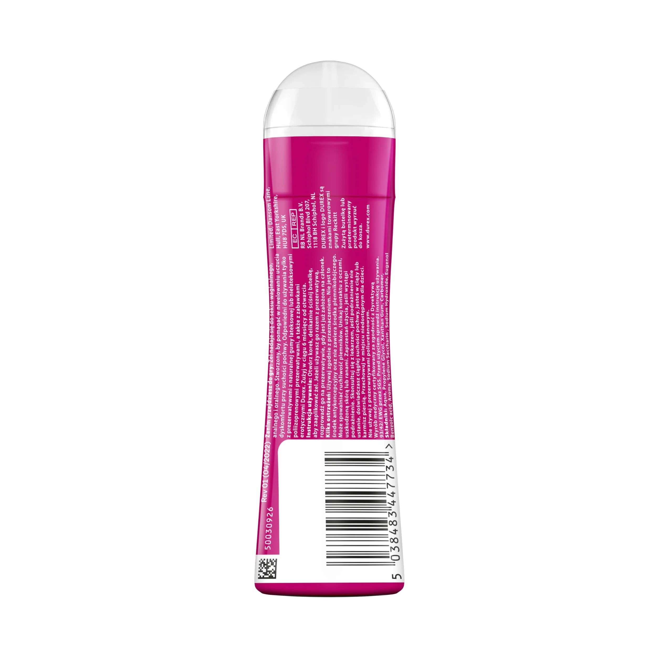 Durex Żel intymny wiśniowy o smaku i zapachu wiśni bez cukru 50 ml