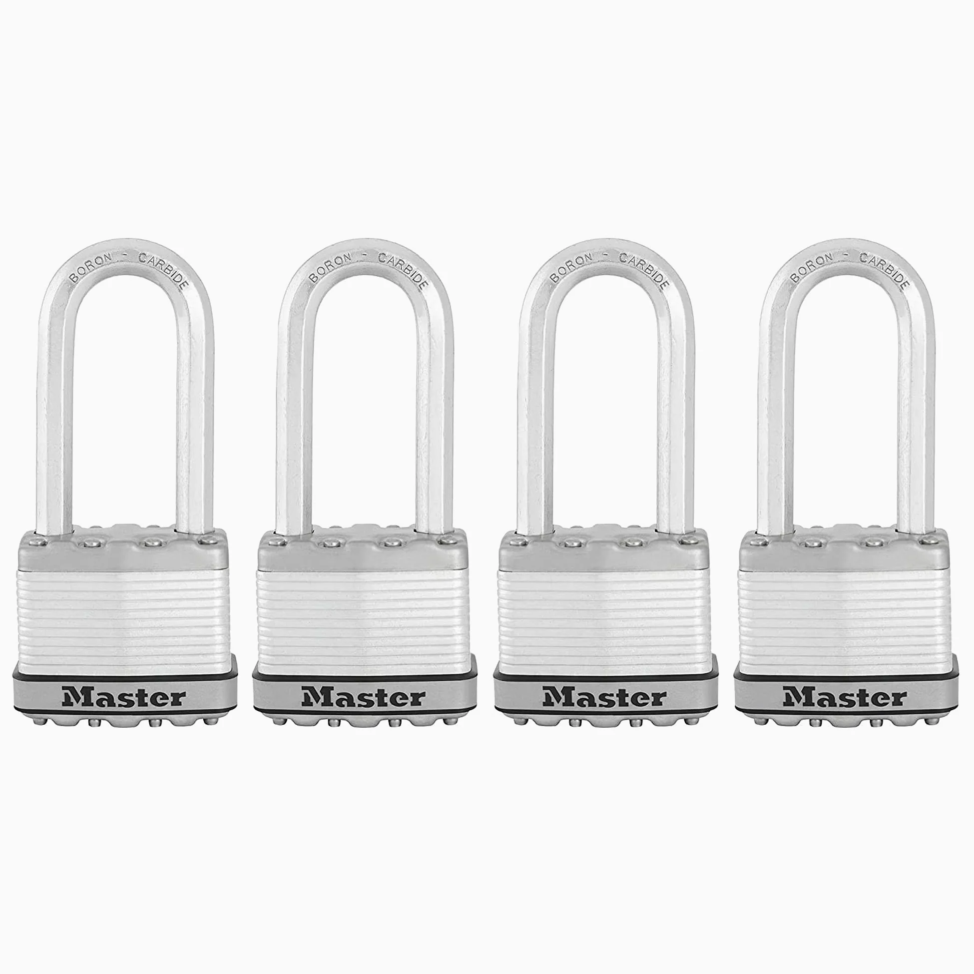 Master Lock Zestaw 4 kłódek M5XQLJCCSEN - stal laminowana, średnica 9,5 mm - Przełącznik uchwytu 2,5 cm
