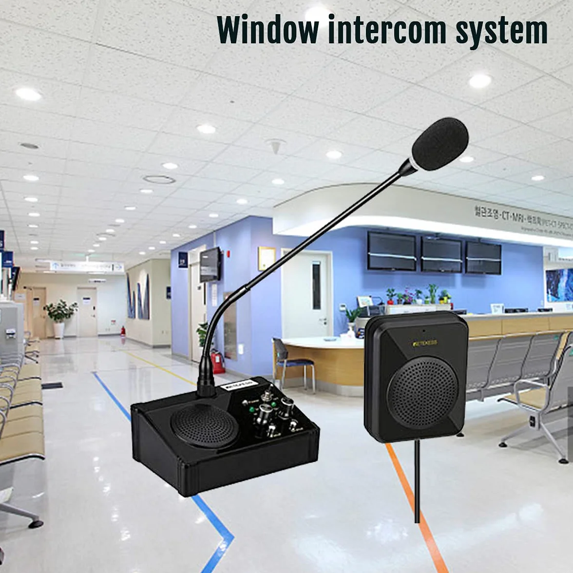 Retekess TW106 Okno Walkie-Talkie Intercom System, Bankowy Intercom, 2-Drożny Domofon Okienny do Szkoły, Okna Biletowego, Gabinetu Lekarskiego, Kliniki, Banku