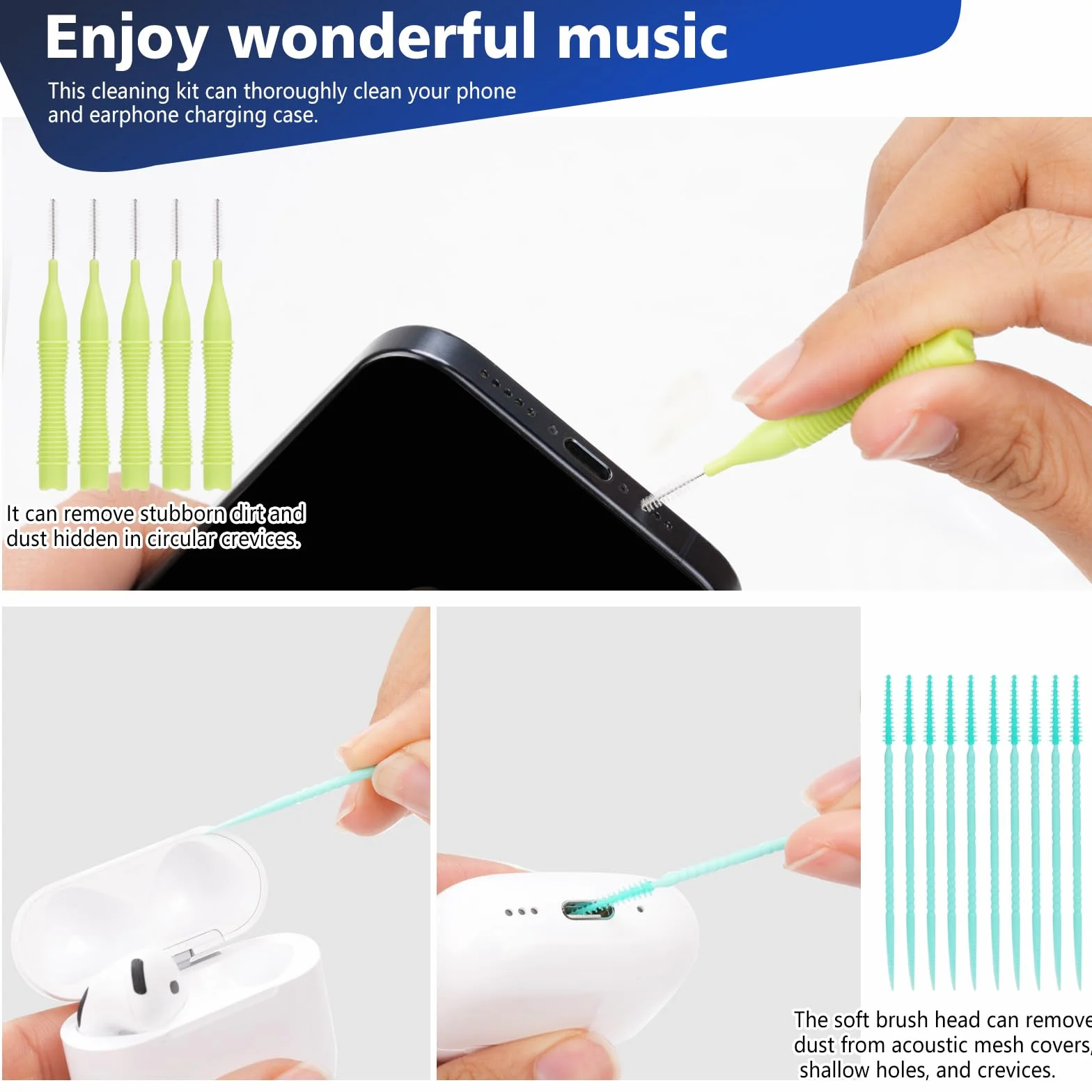 Zestaw do czyszczenia słuchawek telefonu Airpods iPhone smartfonu gniazdka ładowania akcesoria
