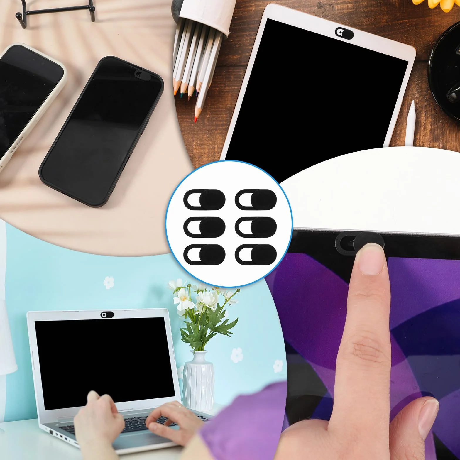 50 sztuk pokrowców na kamerę internetową, 0,6 mm, ultra cienkie, uniwersalne, metalowe suwaki, akcesoria do laptopa, komputera, telefonu, chronią Twoją prywatność i bezpieczeństwo