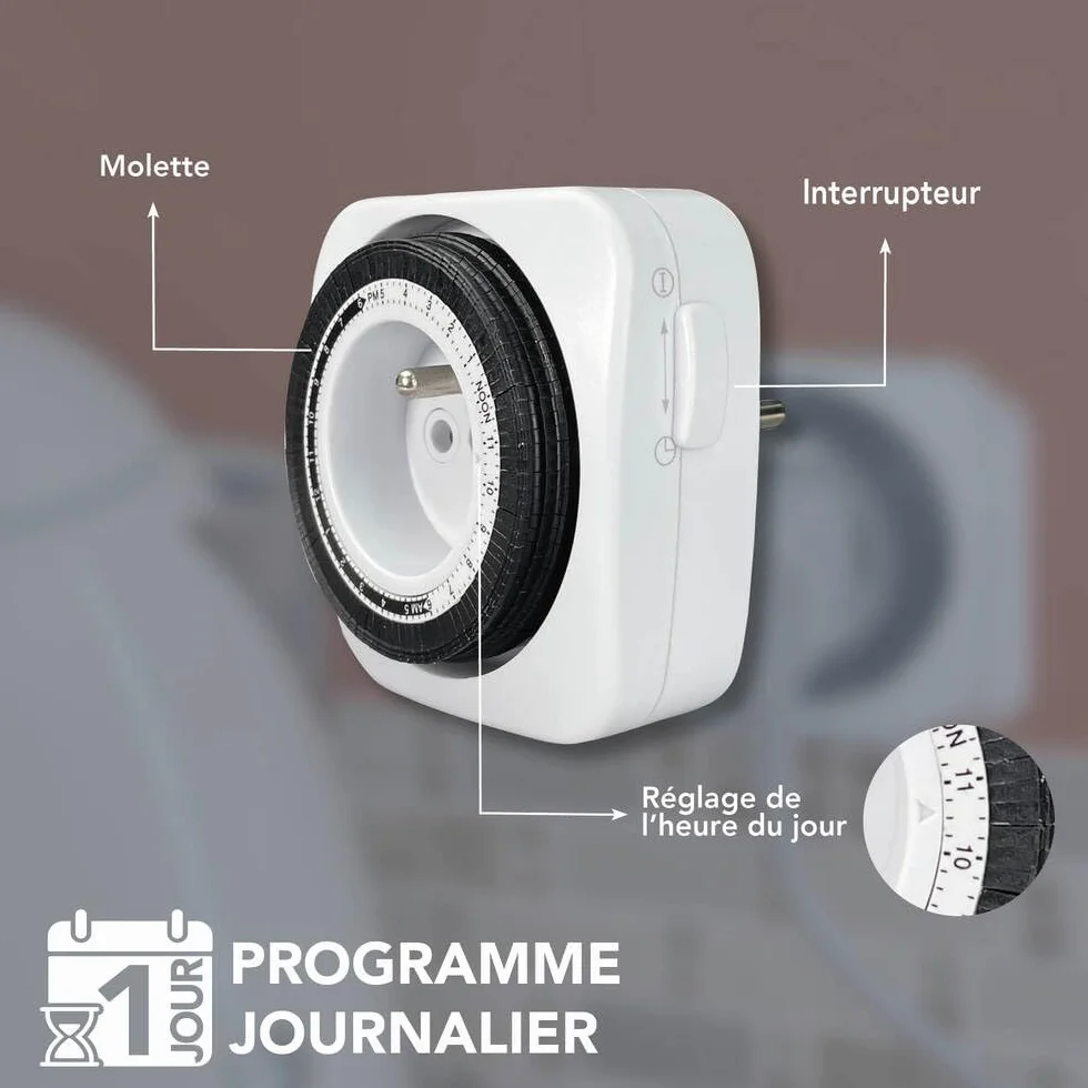 Tibelec 562220 programator czasowy, przełączanie dzienne, kompaktowa mechanika
