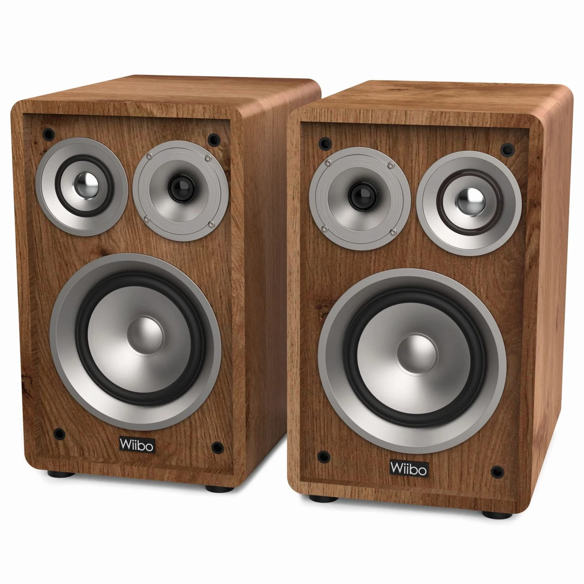Wiibo Vintage 6 Nogal Altavoces Estantería 3 Vías 100 W Pareja