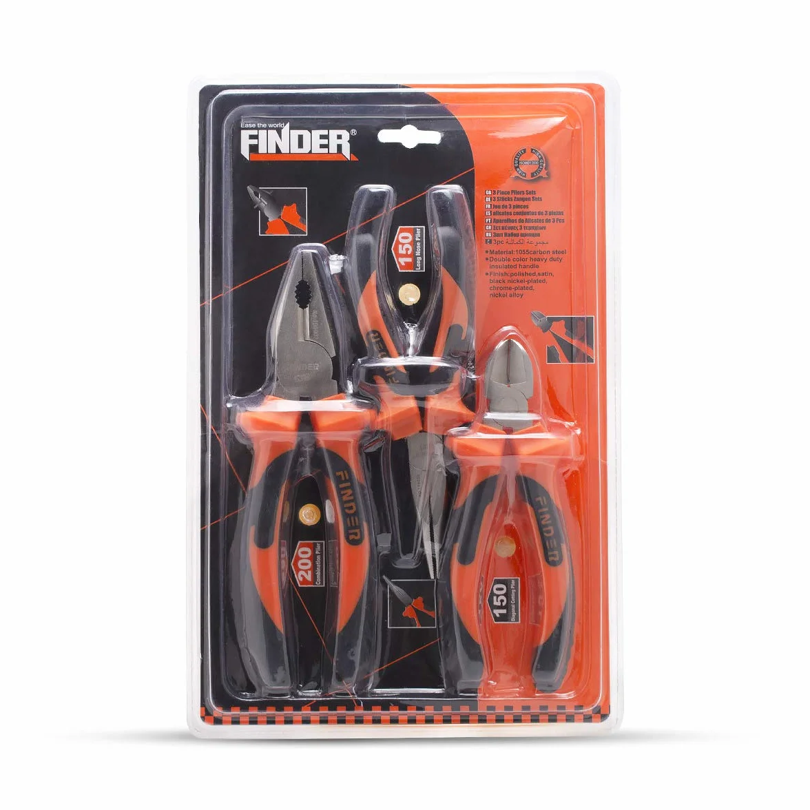FINDER QZ190296P szczypce do nos, szczypce do cięcia i kombinacji, zestaw 3 szt.