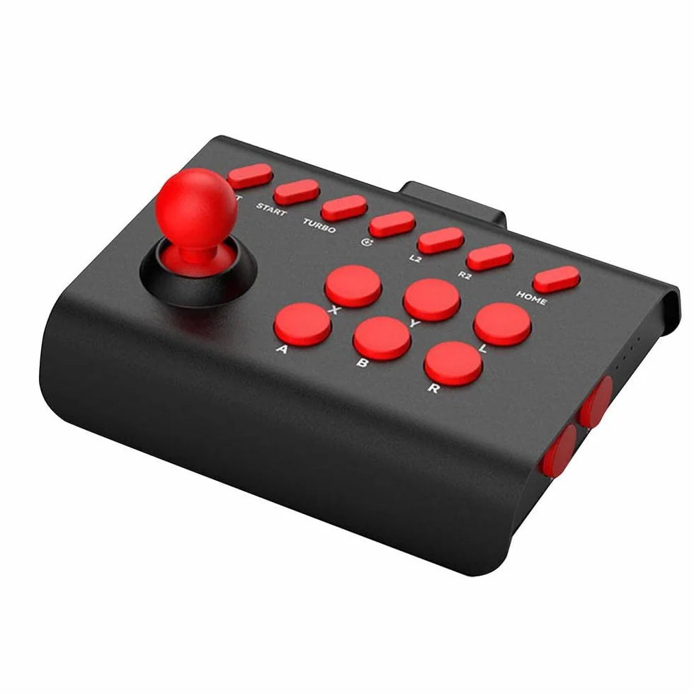 MayHei Arcade Fight Stick Joystick kontroler do PS4 PS3 PC Android iOS czarno-czerwony